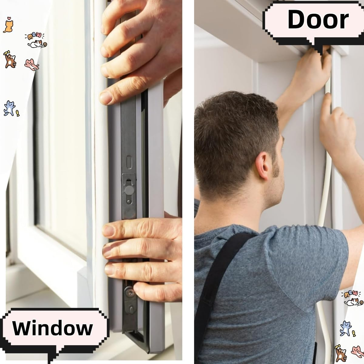 Anti-Collision Rubber D Type Foam Sealing Tape,Weather Stripping Tape, Self Adhesive Noise Insulation Strip for Door Window Frame Gap, Indoor Weather Seal 10M-Door Self-Adhesive image number 4