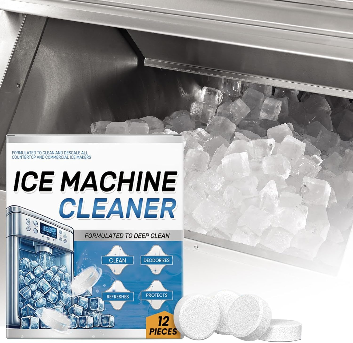 Ice Maker Cleaner Tablets, 12 Pieces Descaling Ice Maker Cleaning Tablets, Small Appliance Parts & Accessories, Stain Removal Products for Most ICES Makers