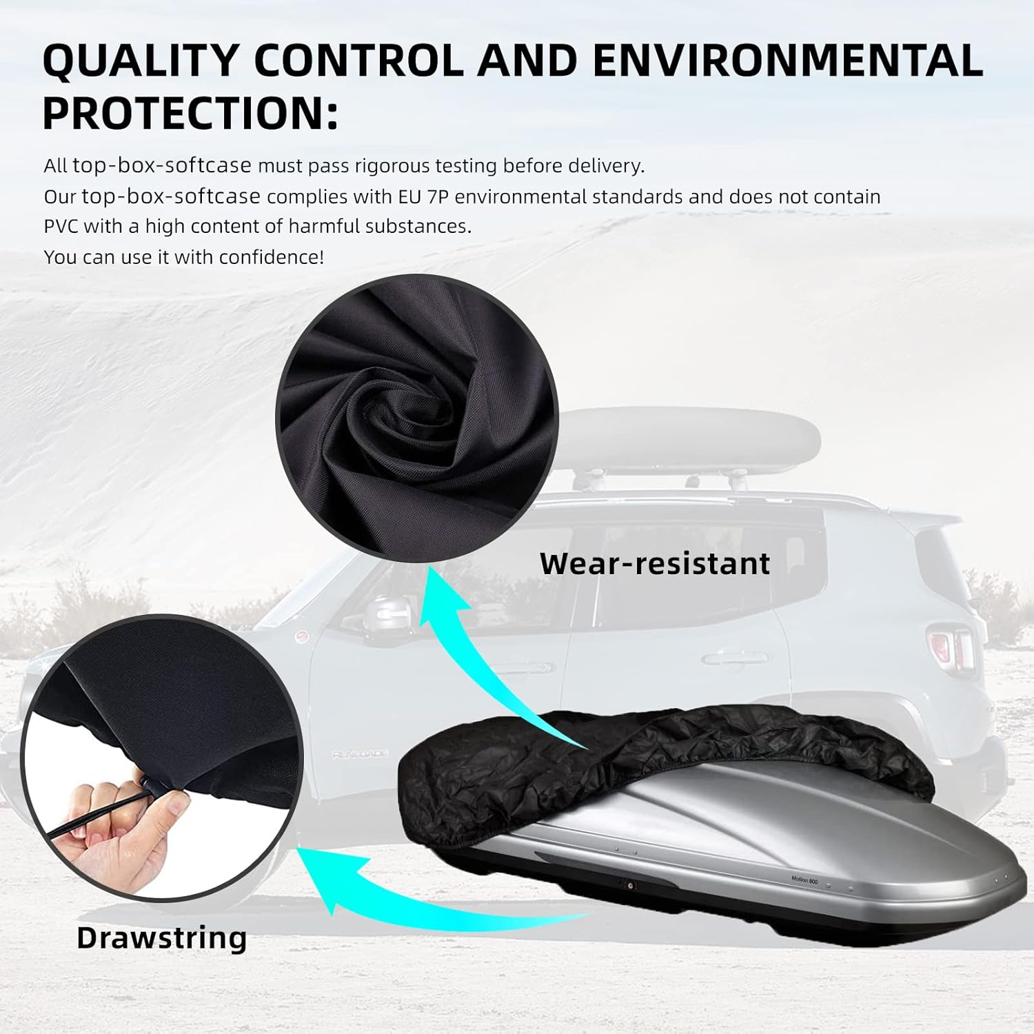 Roof Box Protective Cover, Roof Boxes Cover, Better Protection for Roof Boxes, Car Protective Cover, Box Lid Protective Cover (L 215 X W 92 X H 44 Cm) image number 5
