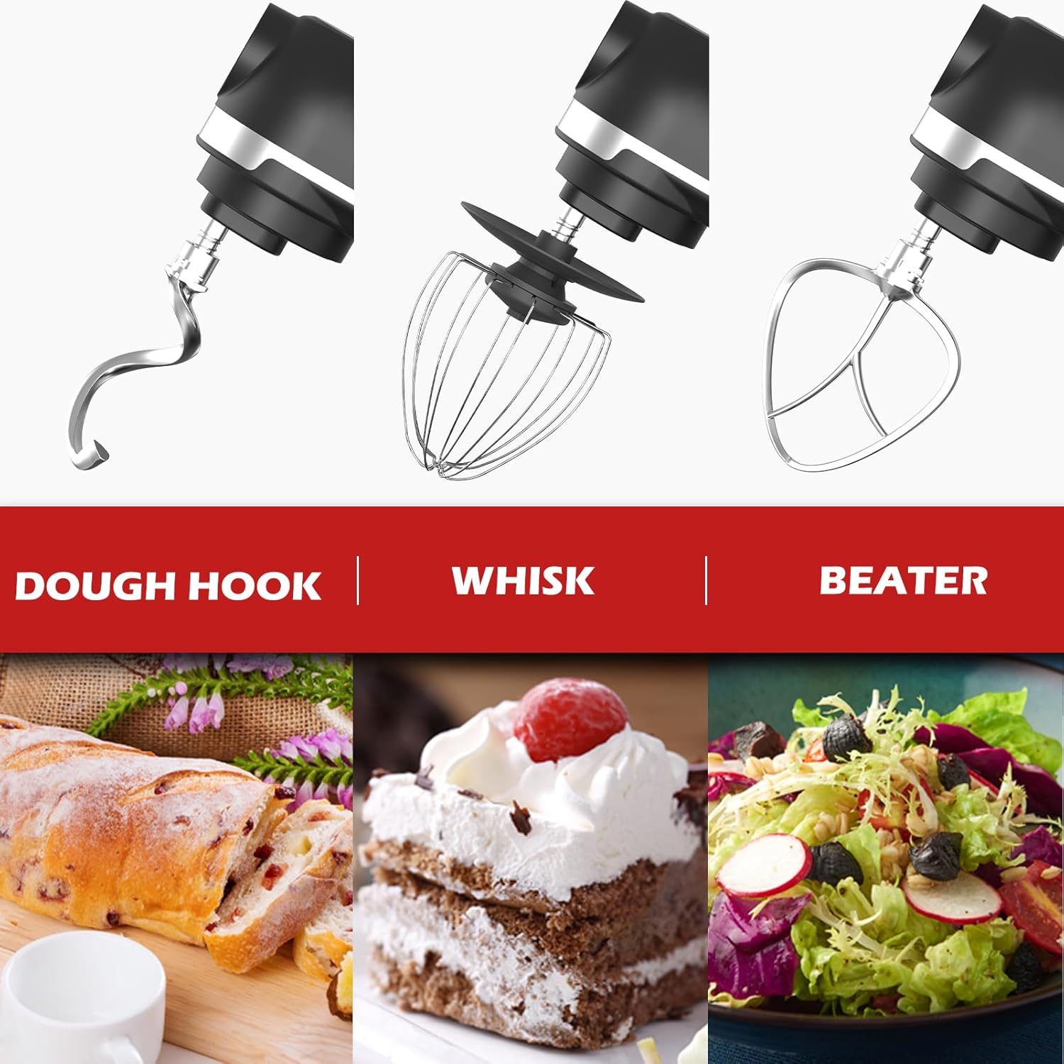 YOPOWER Stand Mixer, 6-Speed Multi-Function Food Processor & Kitchen Machine with Dough Hook, Whisk, Beater, Pasta Maker, Meat Grinder & Sausage Stuffer, Electric Food Mixer for Baking & Cooking