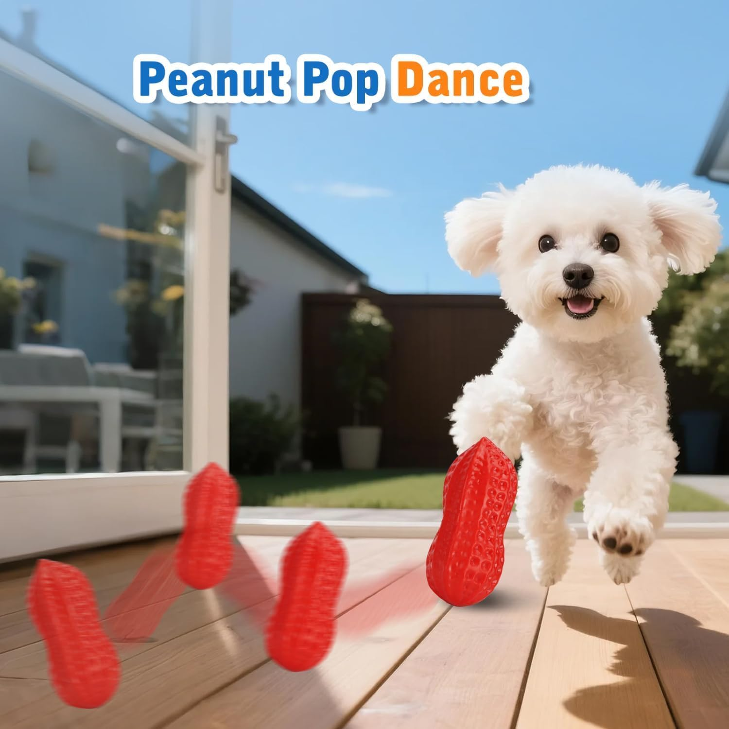 Squeaky Dog Toys, 4 Pack Peanut Chew Ball for Pet Teeth Cleaning Puppy Chew Toy, Interactive Durable for Medium Large Small Breeds Puppy Teething image number 1