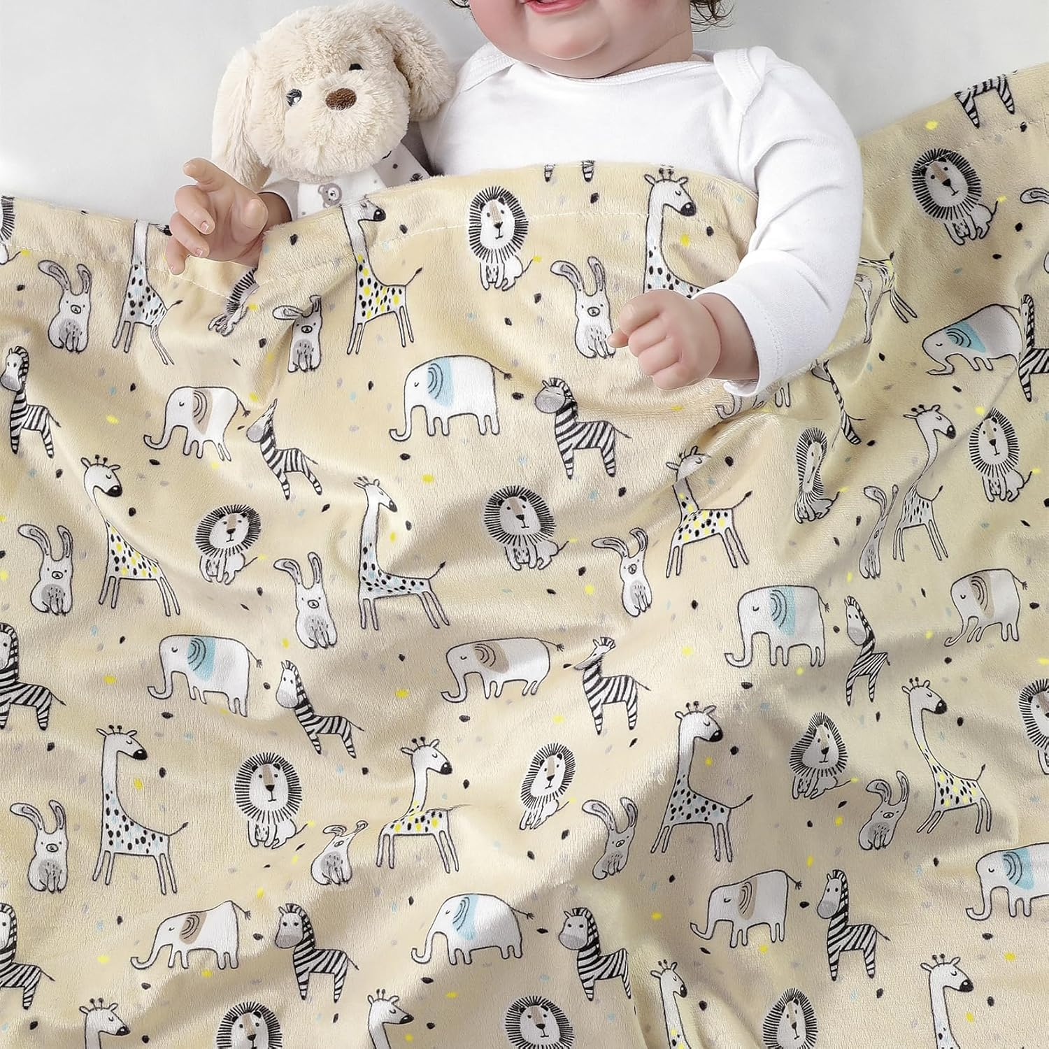 CREVENT 76X102Cm Cozy Soft and Warm Mink Baby Blanket, Packing with Ribbon for Newborn Infant Toddler'S Crib Cot Stroller, for All Season Use (Zoo) image number 2