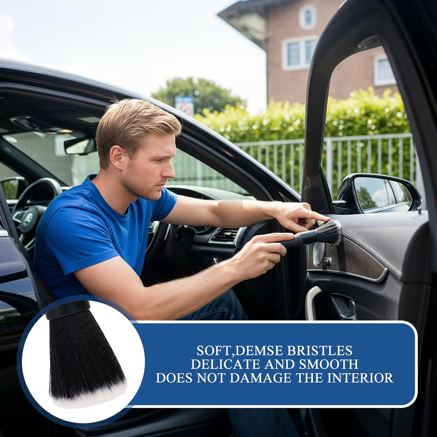 2 Piece Detailing Brush Car Set Ultra Soft Car Cleaning Interior Cleaning Exterior Cleaning Brush Dust Brush Car Brush Soft Dust Brush for Furniture, Ventilation Nozzles, Keyboards (17/24 Cm)