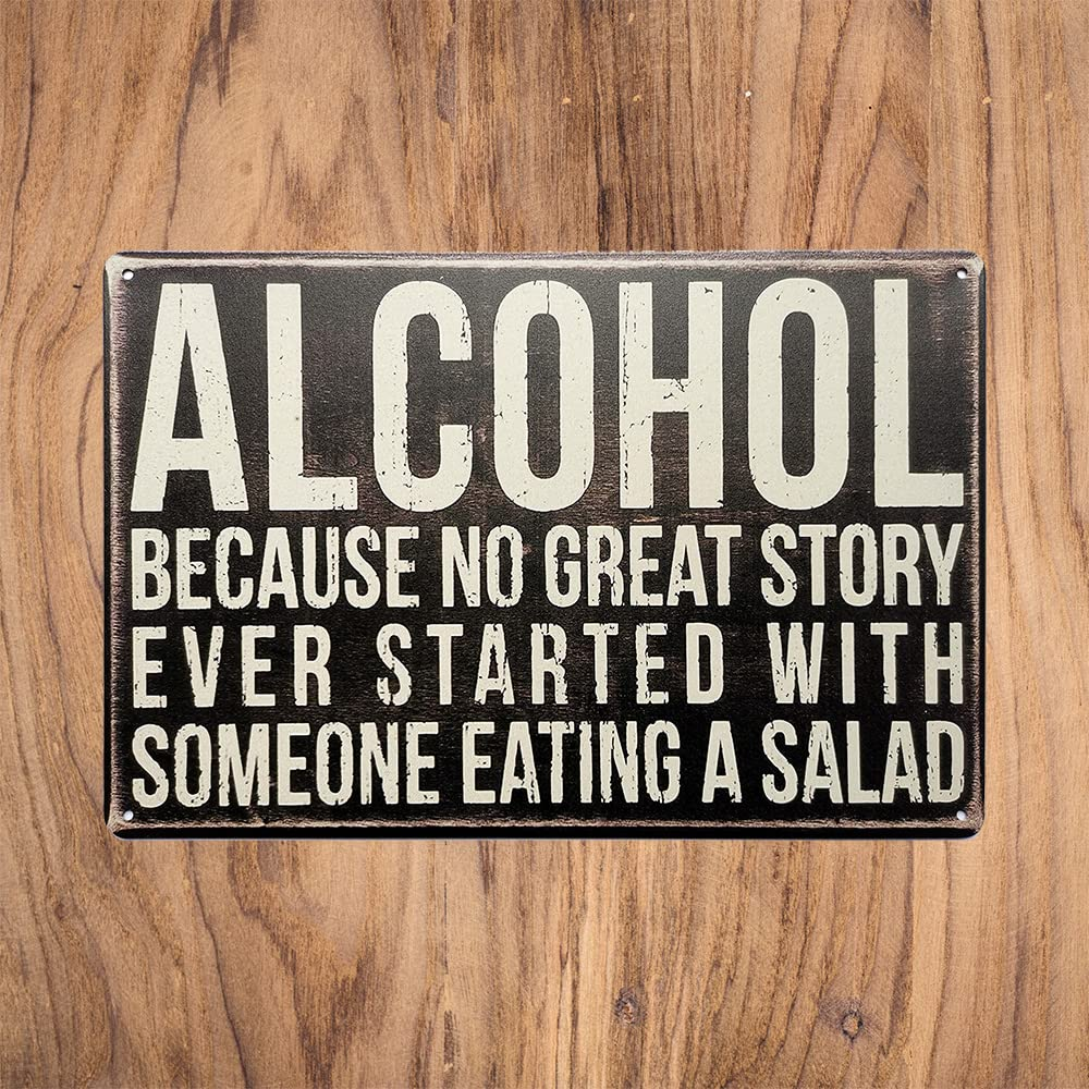 ERLOOD Alcohol Tin Signs Unique Metal Wall Decor for Home,Vintage Kitchen Tin Sign 12 X 8