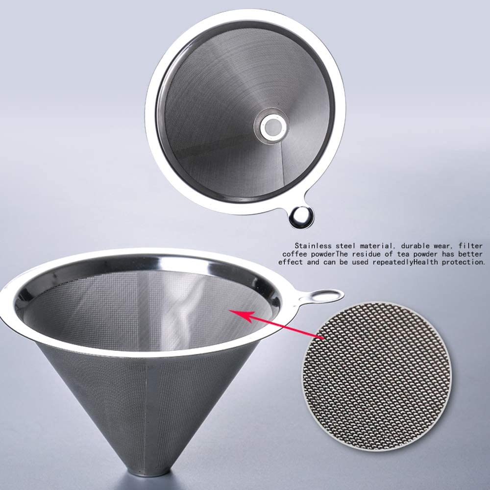 Wood Neck Pour over Coffee Maker with Reusable Stainless Steel Filter and Coaster Pad, 400 Ml Borosilicate Glass Coffee Carafe, Wooden Collar, Coffee Dripper Brewer, Hold 2 Cups image number 6