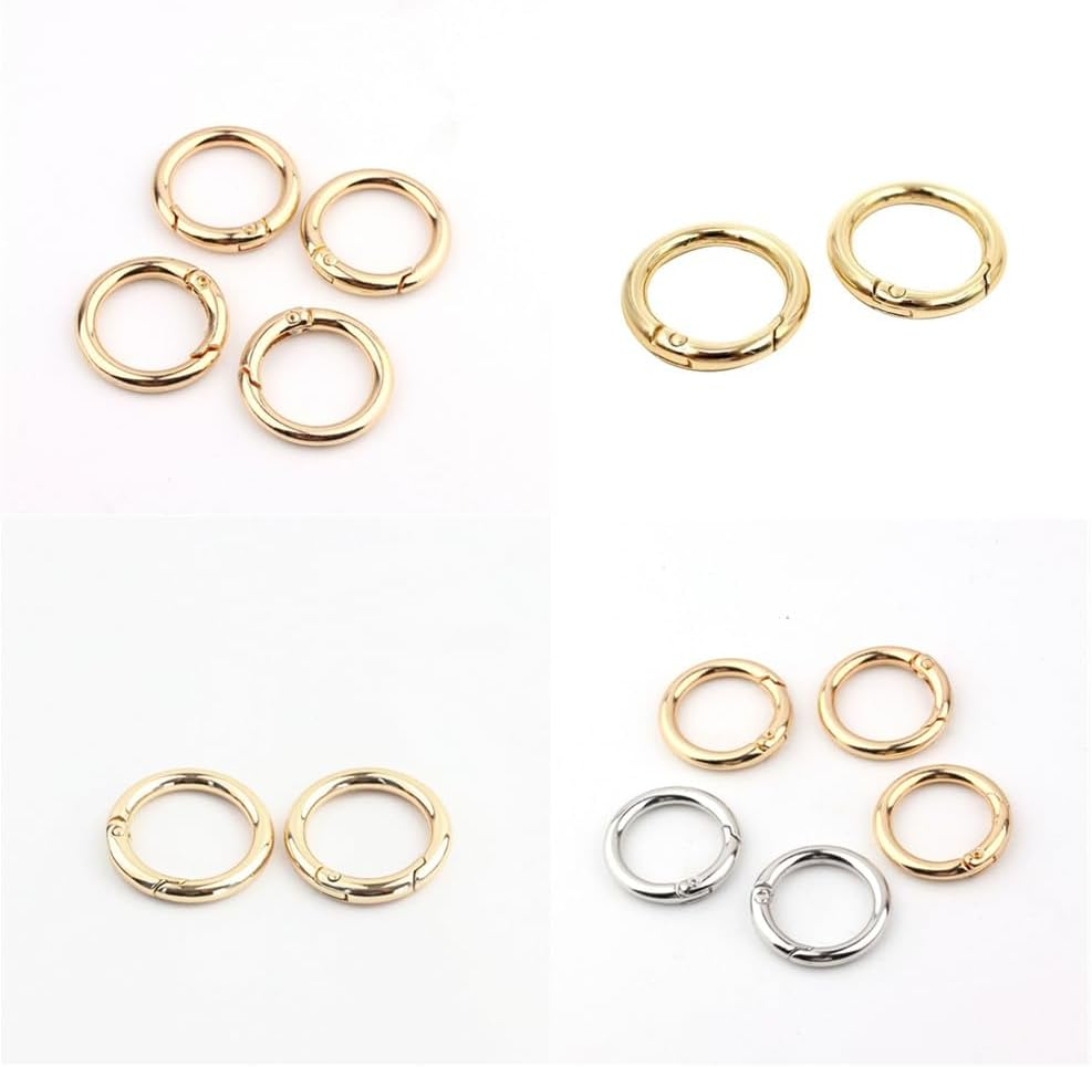 Spring O Rings, Granmagazz 20Pcs Spring O Ring Zinc Alloy Spring Clip, Spring Snap Clip for Keychain Necklace Jewelry DIY Key Chains,Spring O Rings round Carabiner Snap Clip, Purse, Bag (Gold) image number 1