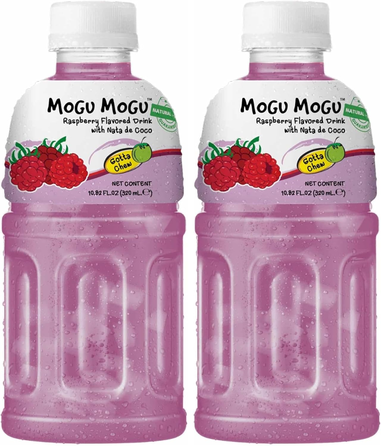 Mogu Mogu Raspberry Flavoured Drink with Nata De Coco | Refreshing Asian Fruit Drink | Chewy Coco Juice Drink | Delicious Raspberry Flavour Drinks for Sharing | 320Ml Bottle