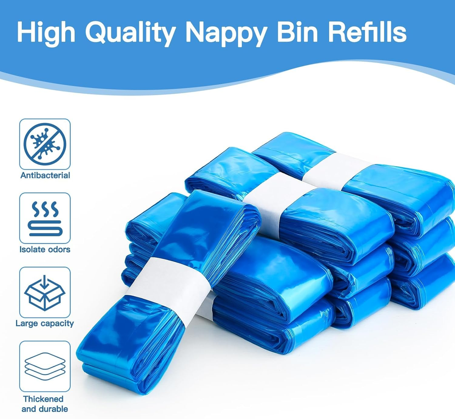 EDIMENS 9 Pack Nappy Bin Refill Bags Compatible with Tommee Tippee Twist and Click Refill, Max Odor Lock and Germ Protection, 4.5M Newborn Baby Diaper Pail Liner, Cassette Not Included image number 6