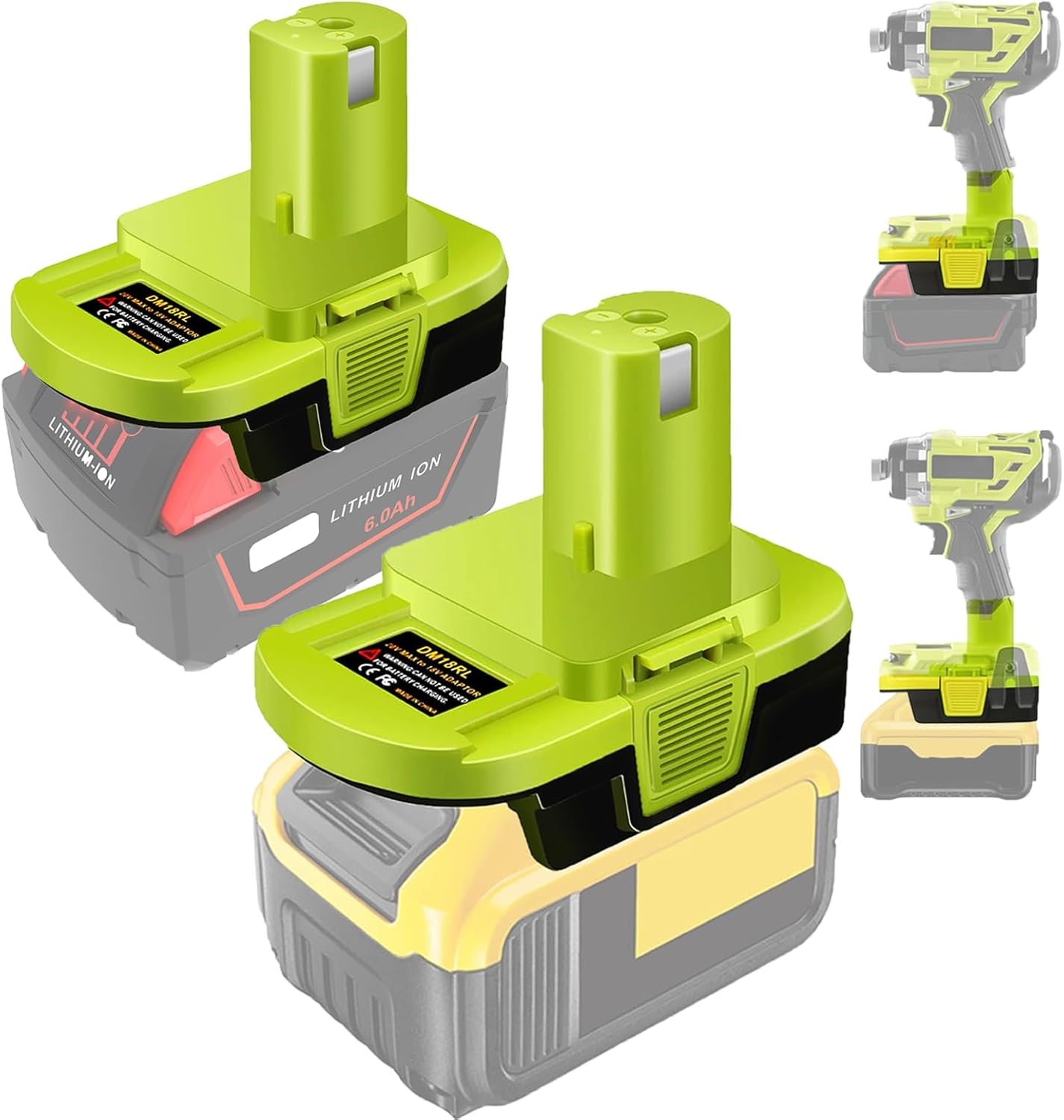 Battery Adapter for Dewalt/For Milwaukee to for Ryobi, DM18RL Battery Converter for Dewalt 18V/20V/60V Li-Ion & for Milwaukee M18 18V Li-Ion Battery to Work with for Ryobi 18V Power Tools, Green image number 4