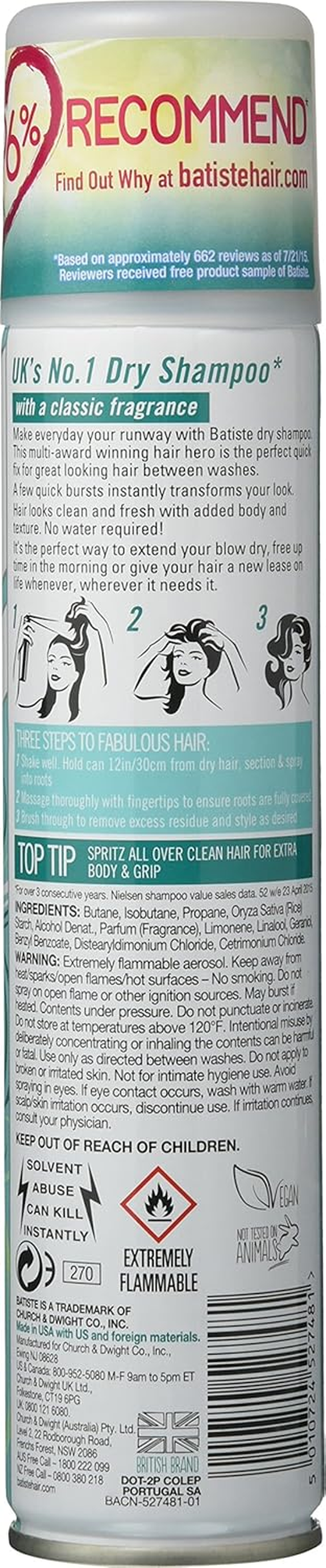 Batiste Shampoo Dry Original 200Ml 3 Pack image number 1