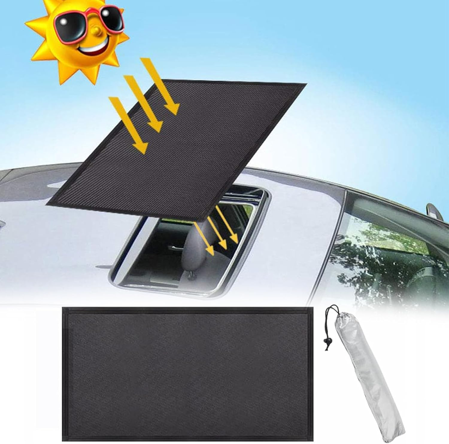 Car Magnetic Sunroof Sun Shade, UV Sun Protection for Moonroof, Car Roof Cover for Overnight Camping Can Breathable and Prevent Bugs, Can Also Be Used for Side Windows image number 1
