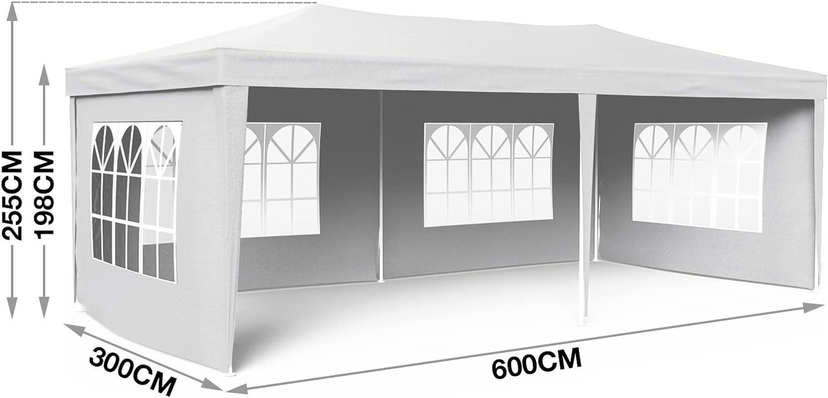 ADVWIN 3X6 Marquee Gazebo, Waterproof Canopy Tent Sidewall with Clear Window, White Garden Shed for Garden Patio Party Wedding image number 2