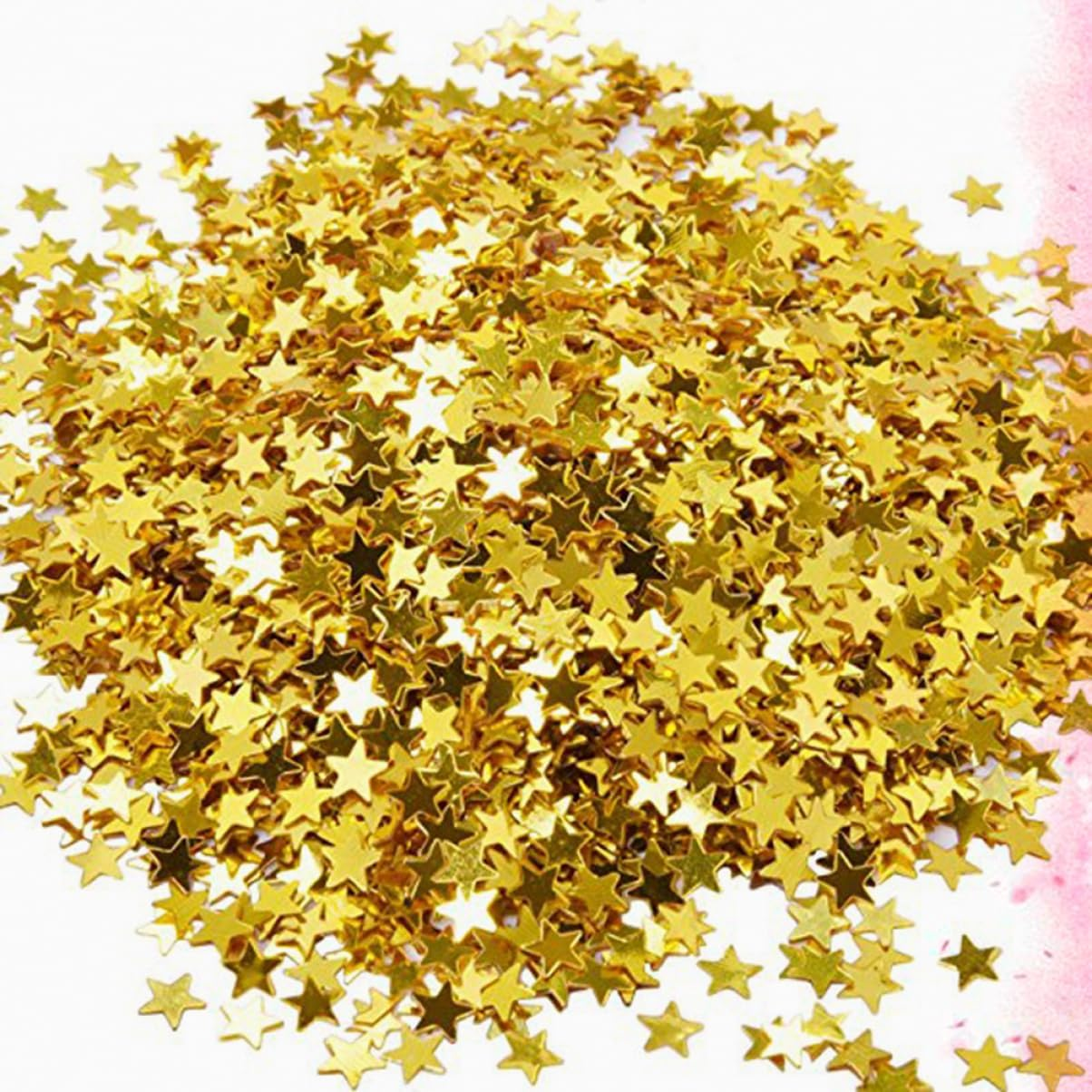 KOMBIUDA 6000Pcs Golden Star Confetti Glitter Metallic Foil Shavings for Table Decorations Weddings Parties DIY Crafts Smooth Flame Retardant Plastic Pack image number 1