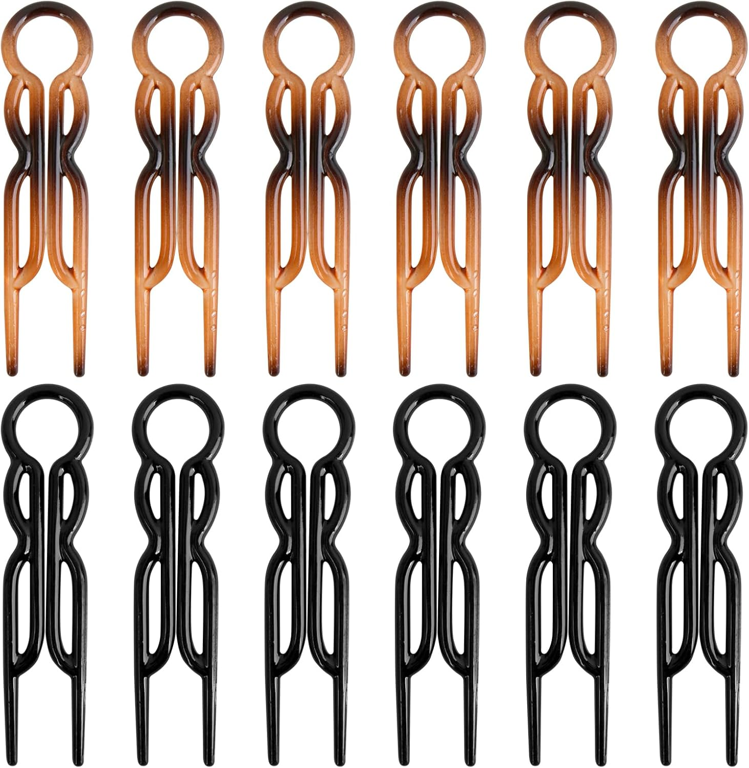 12 Pcs Hair Pins for Women - 6 Black & 6 Brown U-Shaped Magic Grip Hairpins, Strong & Durable Hair Styling Accessories for Fine & Thick Hair, French Twist Bun Pins, Elegant Hair Clips for Everyday Use image number 4
