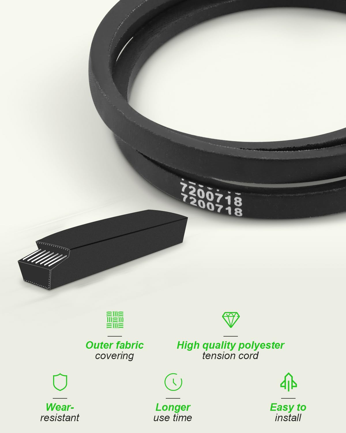 07200718 Drive Belt Fit for Gravely ZTX 52 Stealth ZTX/ZTX 42, Fit for Ariens Ikon-Xd42 52 60/52 Limited Edition/Ikon-X 42 52, 1/2'' X 57'' V-Belt image number 2