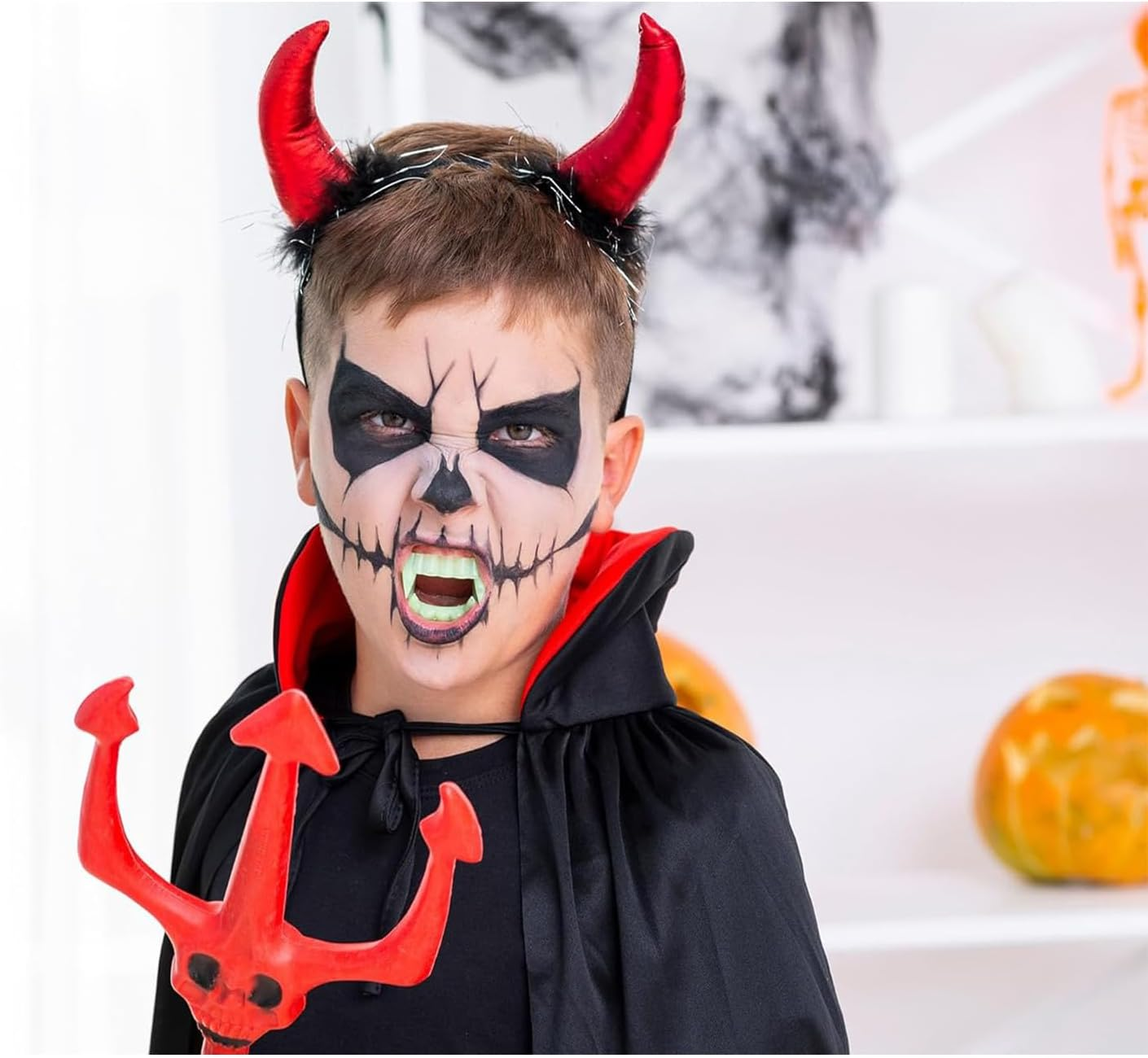 12 Pack White Vampire Teeth Fangs (2X2.5In - Halloween Costume Accessories for Kids & Adults, Party Favors, Fillers, Flexible Plastic Fangs image number 6