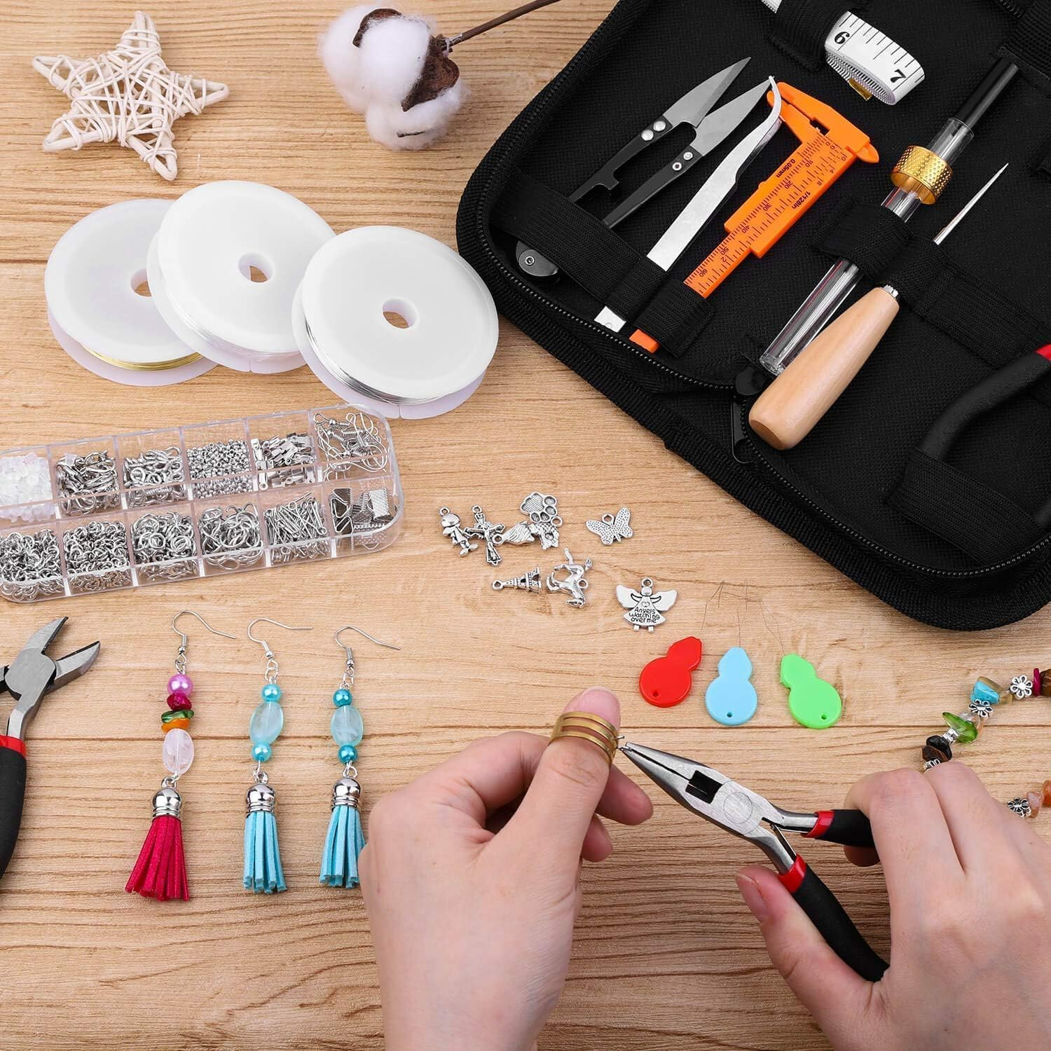 KEWAYO Jewelry Making Supplies Kit, Repair and Beading Supplies Kit with Craft Ring Wire, Tools, Pliers and Jewelry Findings image number 2