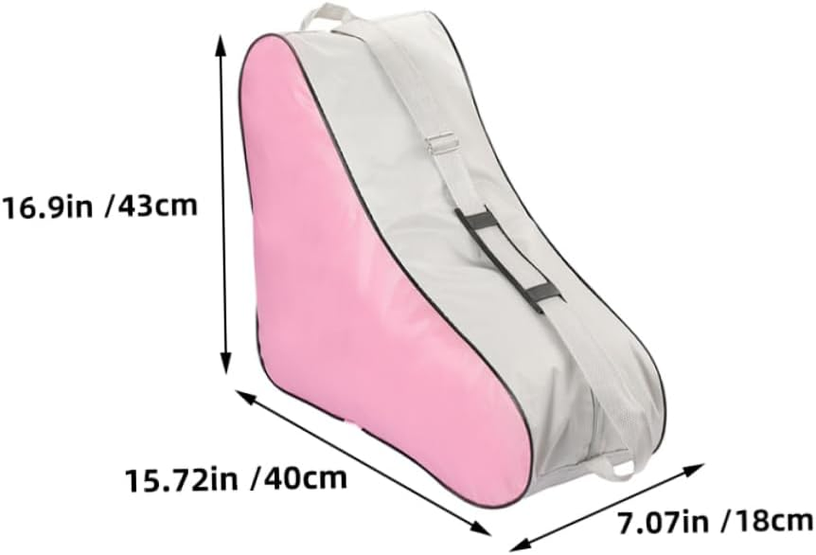 EXHUMKY 2Pcs Skating Bag and Ice Skates Pouch for Boys and Girls Portable Sportswear Tote Zipper Closure Suitable for Ice Skating Gear Storage and Roller Accessories Blue and Pink image number 6