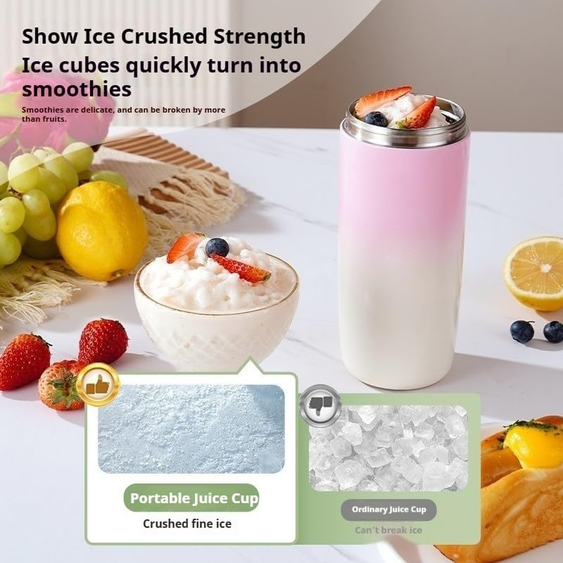 Portable Blender for Shakes & Smoothies with 500Ml Travel Cup, Stainless Steel Juicer Cup with Usb Charging - Thermal Insulation, Easy to Clean, Includes 1 Brush & Straw, for Outdoors Travel (Green) image number 2