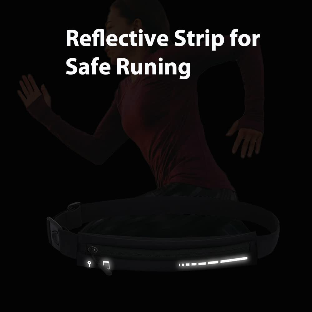 Slim Running Belt Fanny Pack for Women Men, Phone Holder Runners Pouch Waist Belt for Workout Jogging, Money Belt Running Gift Gear Accessories, Black, One Size, Fashion - Black image number 2