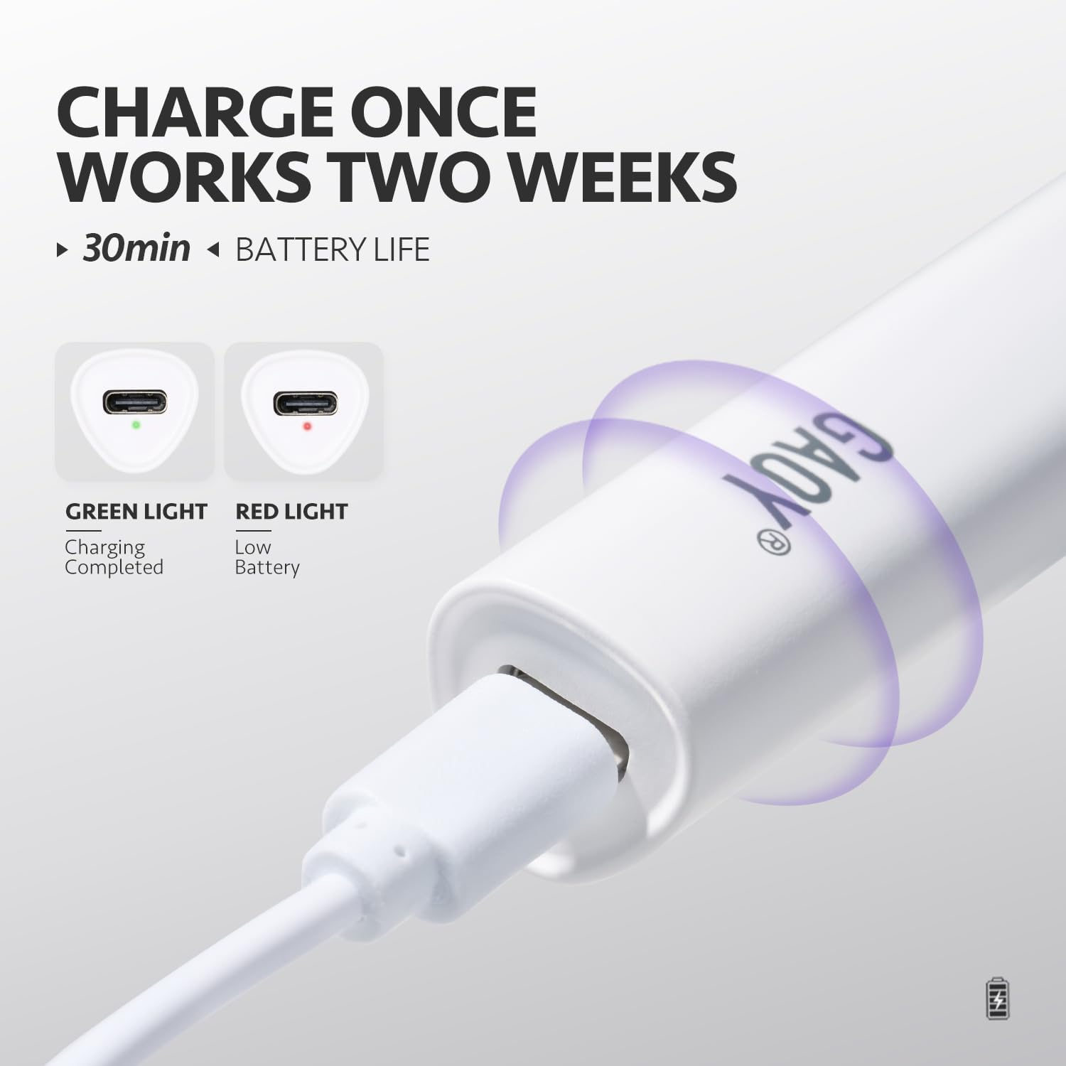 GAOY Cordless Nail Lamp with Stand, Handheld UV Light for Gel Nails, Rechargeable USB Nail Dryer for Fast Curing, White image number 3