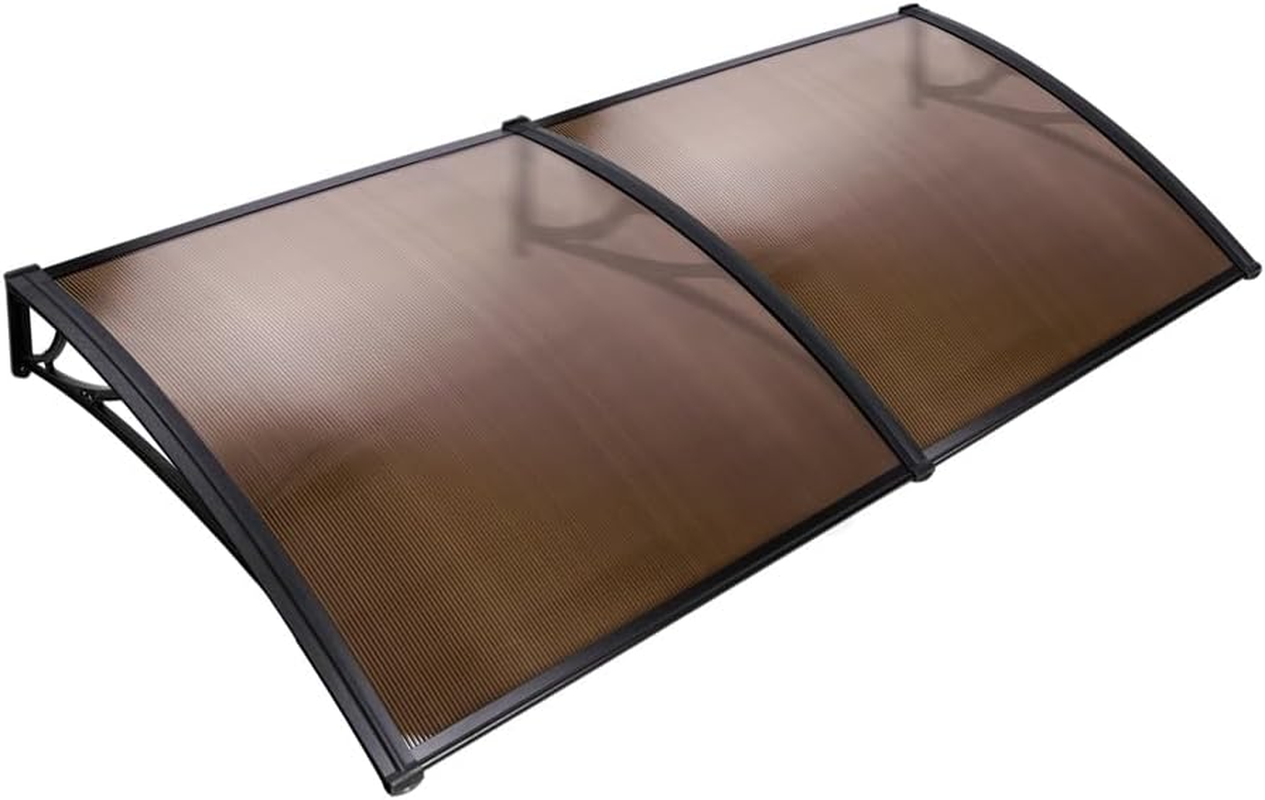 Instahut Window Awning Brown PC Panel with Black Bracket Outdoor Door Canopy Sun Shade Shelter, Patio Terrace Garden Baconly Porch Shield Rain Snow Eaves Cover Protector, 1Mx2M DIY image number 5
