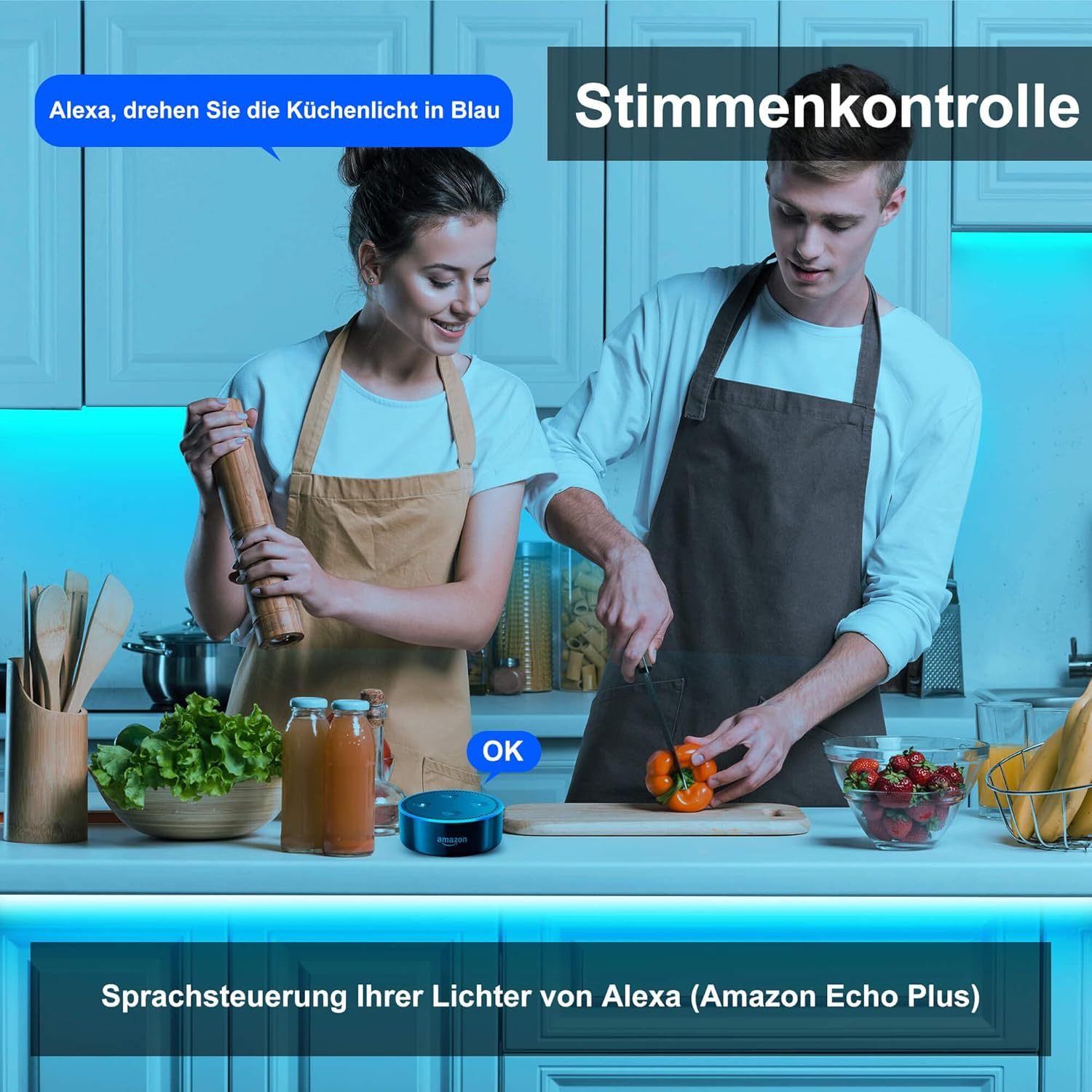 Zigbee 3.0 USB RGBWW LED Strip Works with Hub Bridge, Alexa Echo plus for Smart App/Voice Control, RGB, Cool White, Warm White, TV Atmosphere, Light Strip, 5 V, Alexa LED Strip, RGBCCT image number 4