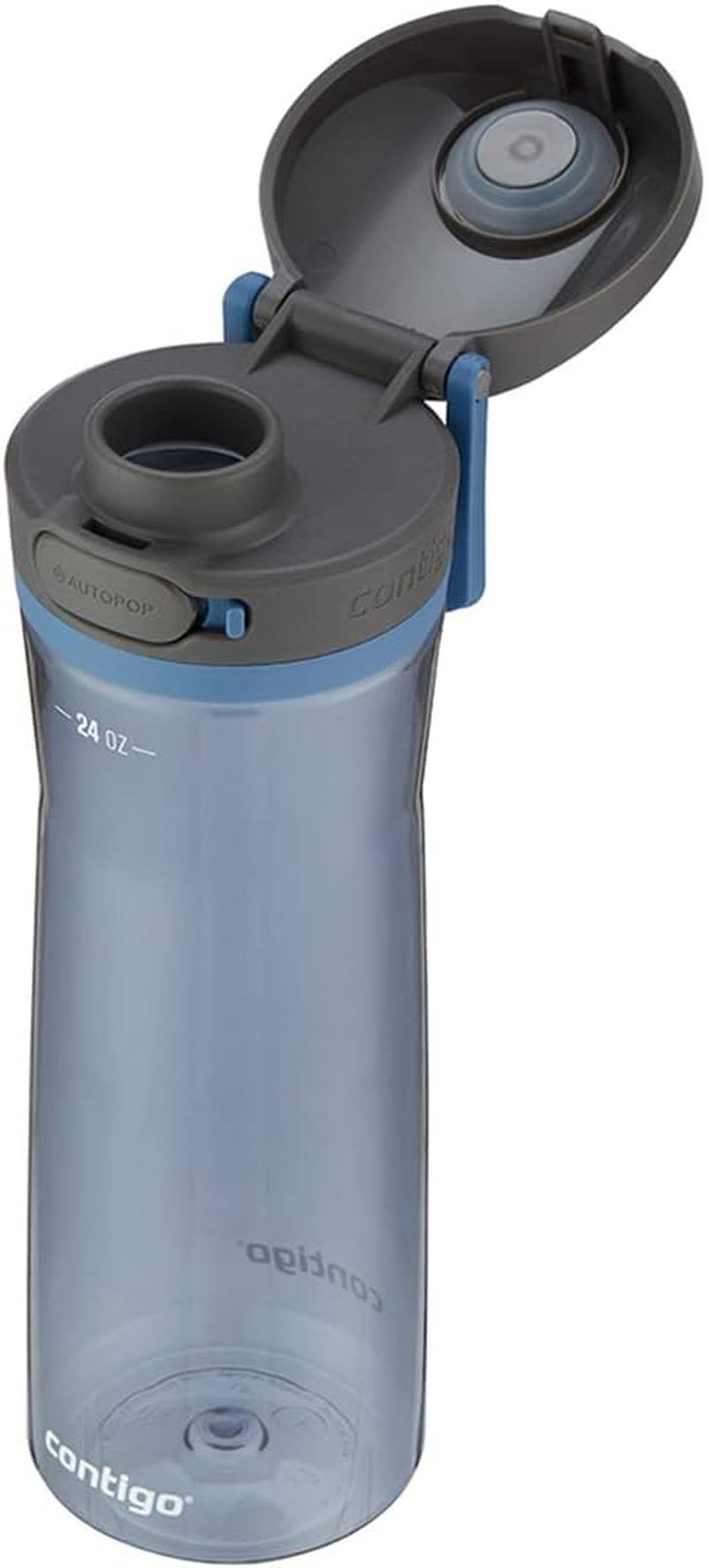 Contigo Jackson Autopop Water Bottle 709Ml - Innovative AUTOPOP&reg; Technology, One-Handed Drinking, Leak-Proof Design, Wide-Mouth Chug Interface, Durable and Lightweight, Secure Button Lock - Blue Corn image number 1