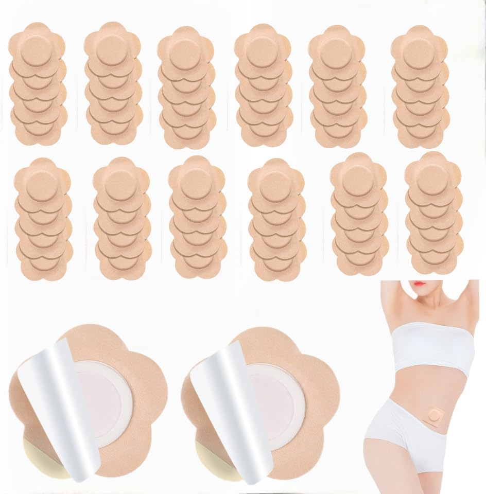 100PCS Castor Oil Pack Wrap for Belly Button, 3.14 Inch Self Adhesive Belly Button Patches, Organic Cotton Essential Oil Wraps, Highly Absorbent Castor Oil Patches for Work Sleep (Without Oil) image number 4