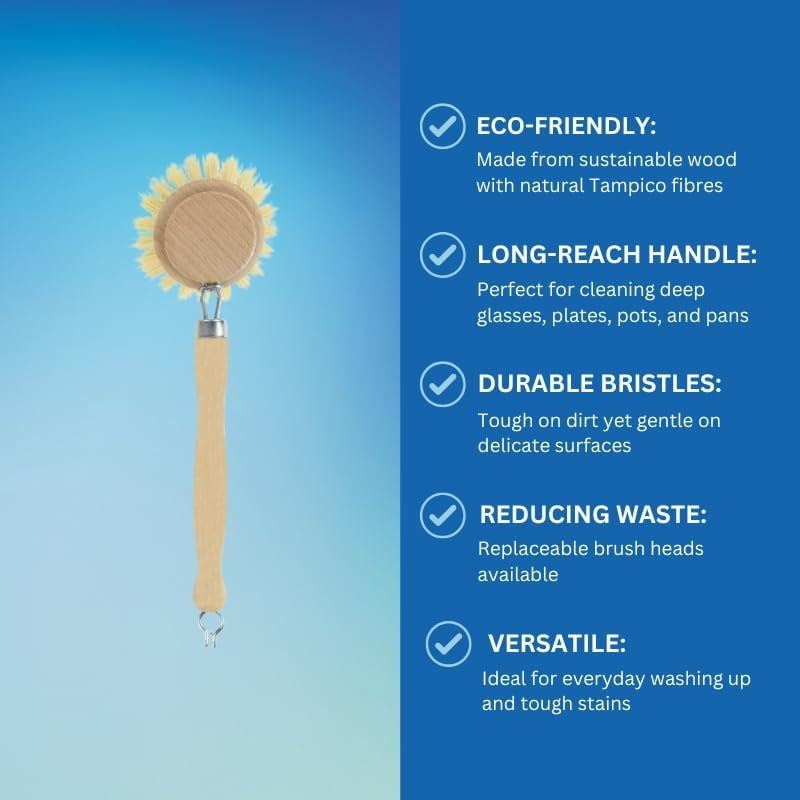 Elliott Brosse Natural Bristle Wood Washing up Brush, Beige image number 5