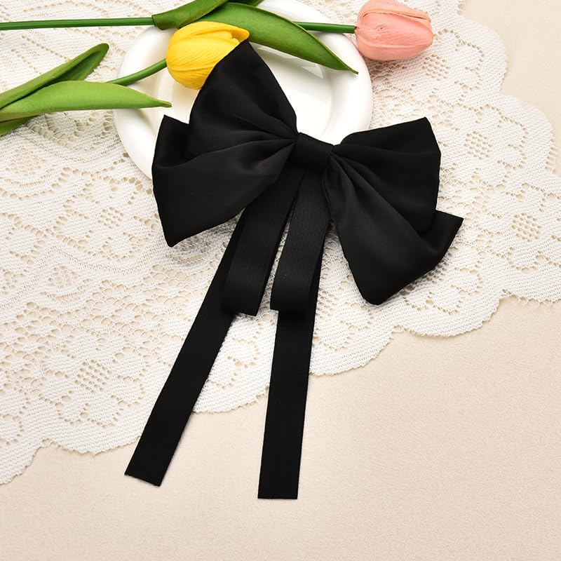 Big Black Hair Bow Clips for Women Girls Bow Knot Hair Clips Barrette for Girls Bowknot Hair Clip for Women Girls Bow Hair Decorations for Party Prom Canival image number 3