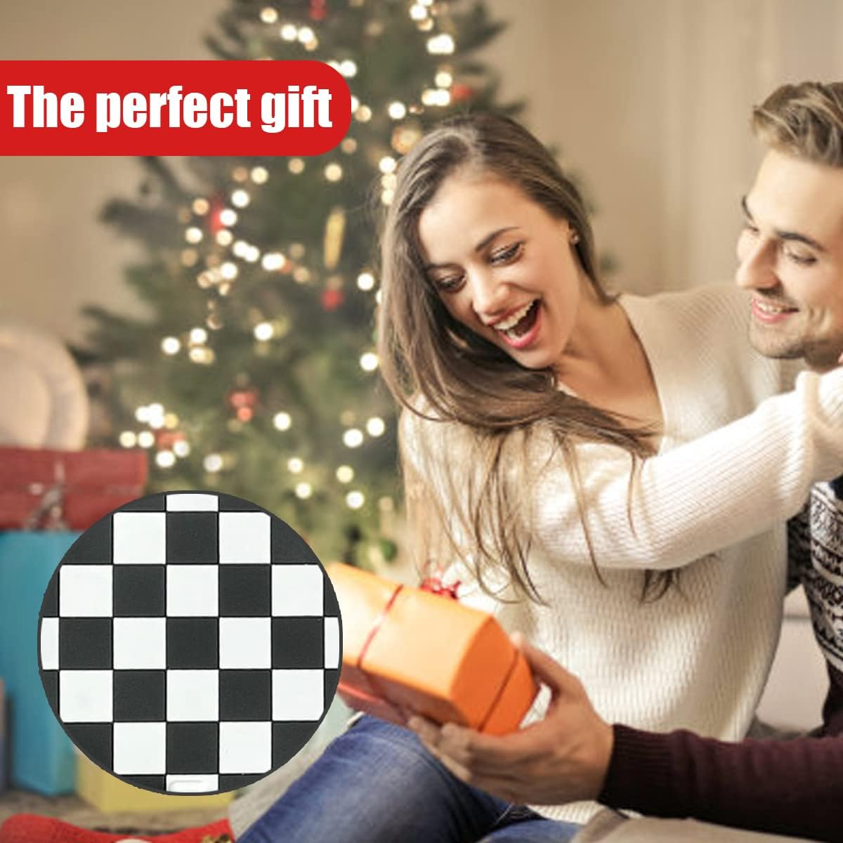 Zipelo 4 Pack Car Cup Coasters, 2.75 Inch Vehicle Holder Cup Holder Insert Coaster, Anti-Slip Automotive Black White Grid and American Flag Drink Cup Mat, Universal Interior Accessories (Black/White) image number 5