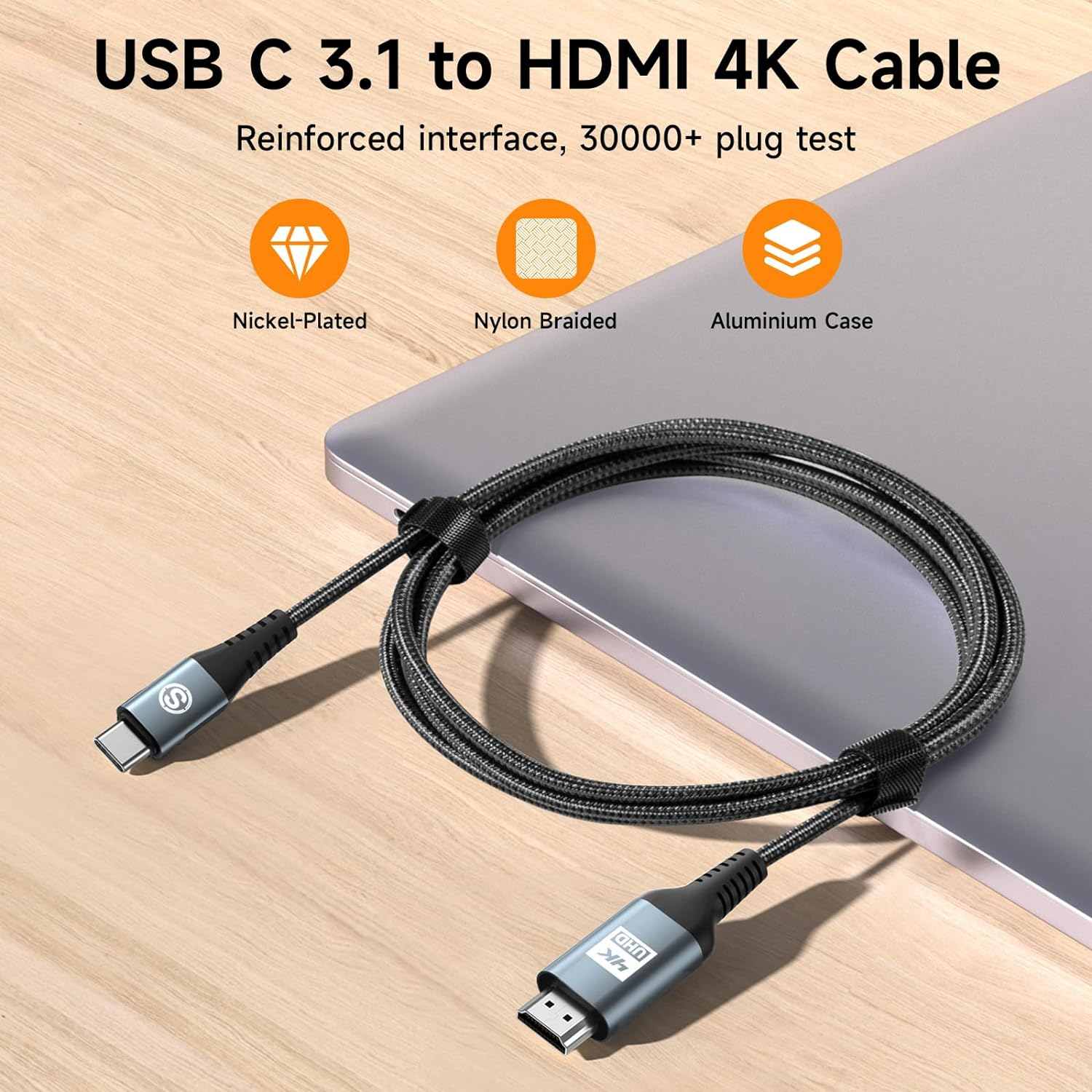 USB-C to HDMI Cable 1M, Sweguard Type C to 4K HDMI Cord Compatible with Iphone 16 15 Pro Max Macbook Ipad Pro Imac,Surface Book,Chromebook Pixel Yoga 920,Samsung Galaxy S24 S23 S22 S21 S20 S10 S9 S8+ image number 5