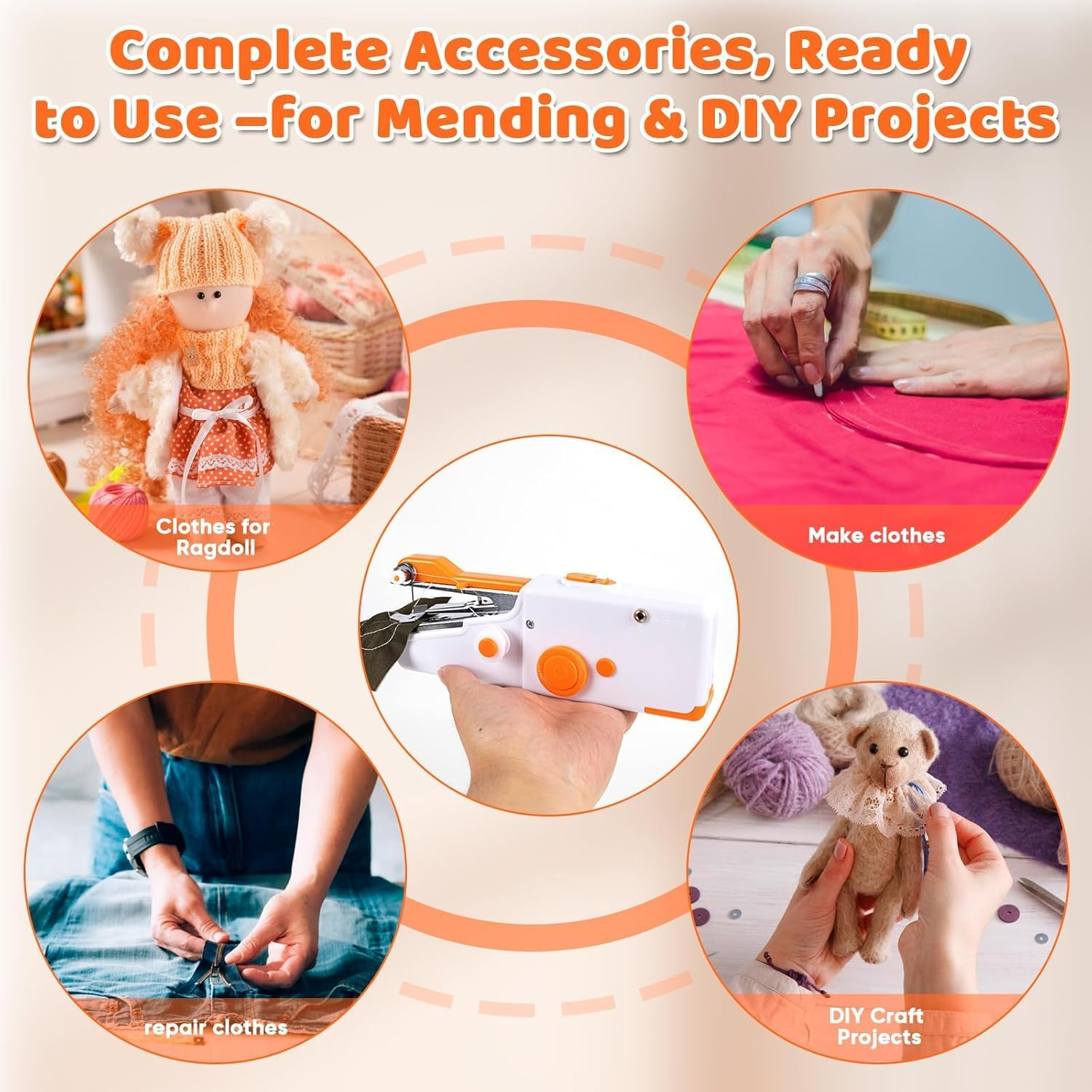 Handheld Sewing Machine for Beginners, Portable Mini Sewing Machine with Two Powered Supply Modes,Simple Operation, Quick Stitching for Home & Travel & DIY image number 2