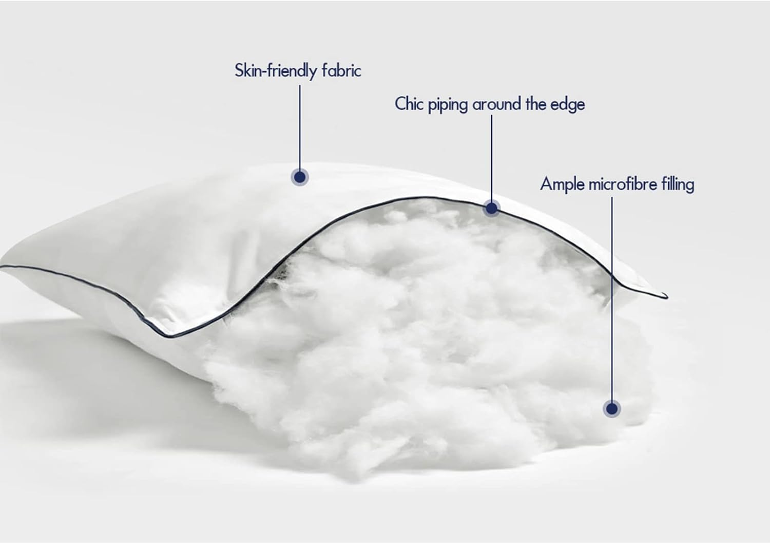 STARRY EUCALYPT 2 Pack Standard Size Microfibre Filling Soft Bed Pillow Cushion for Adults, Kids, Home, Dormitory and Hotel Use(1.5Kg Filling) image number 3