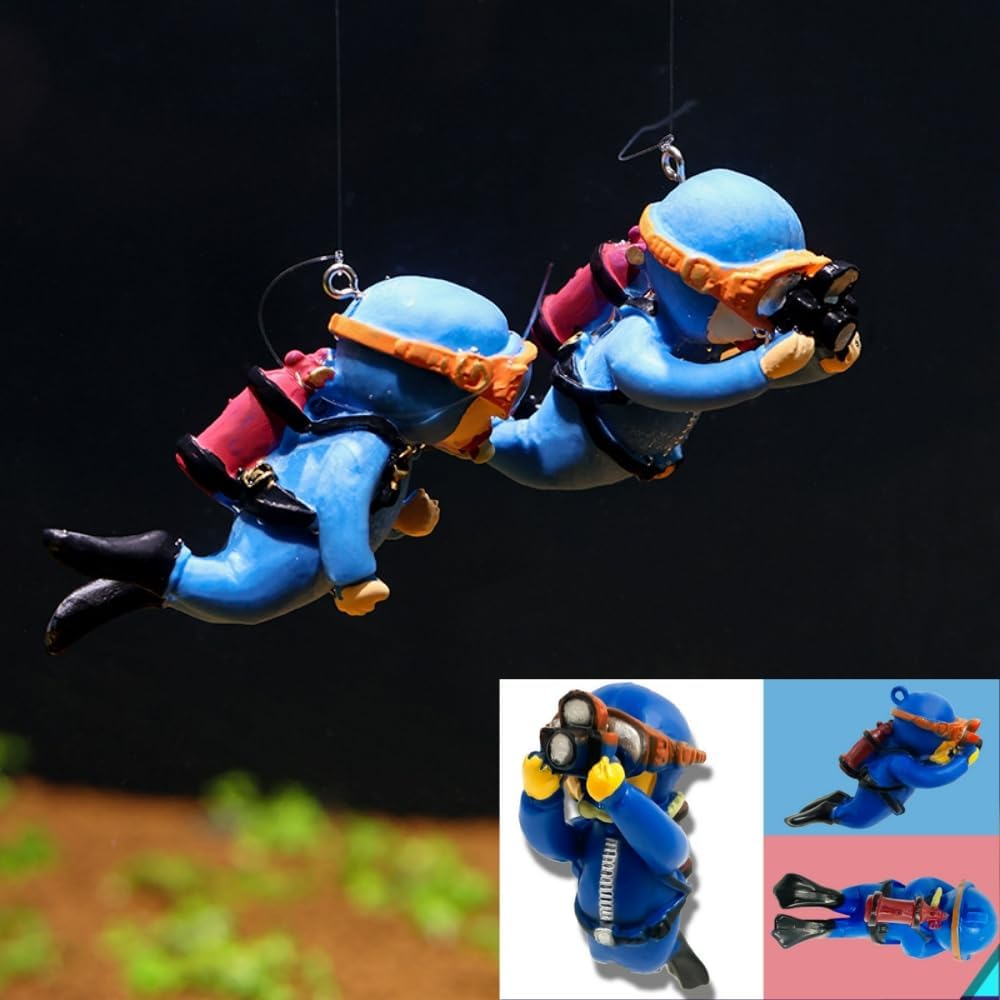 4PCS Floating Fish Tank Decorations,Cute Small Resin Diver Water Decoration Aquarium Diver Ornament Accessories for All Kinds of Aquarium/Fish Tank Beautification Decorations image number 5