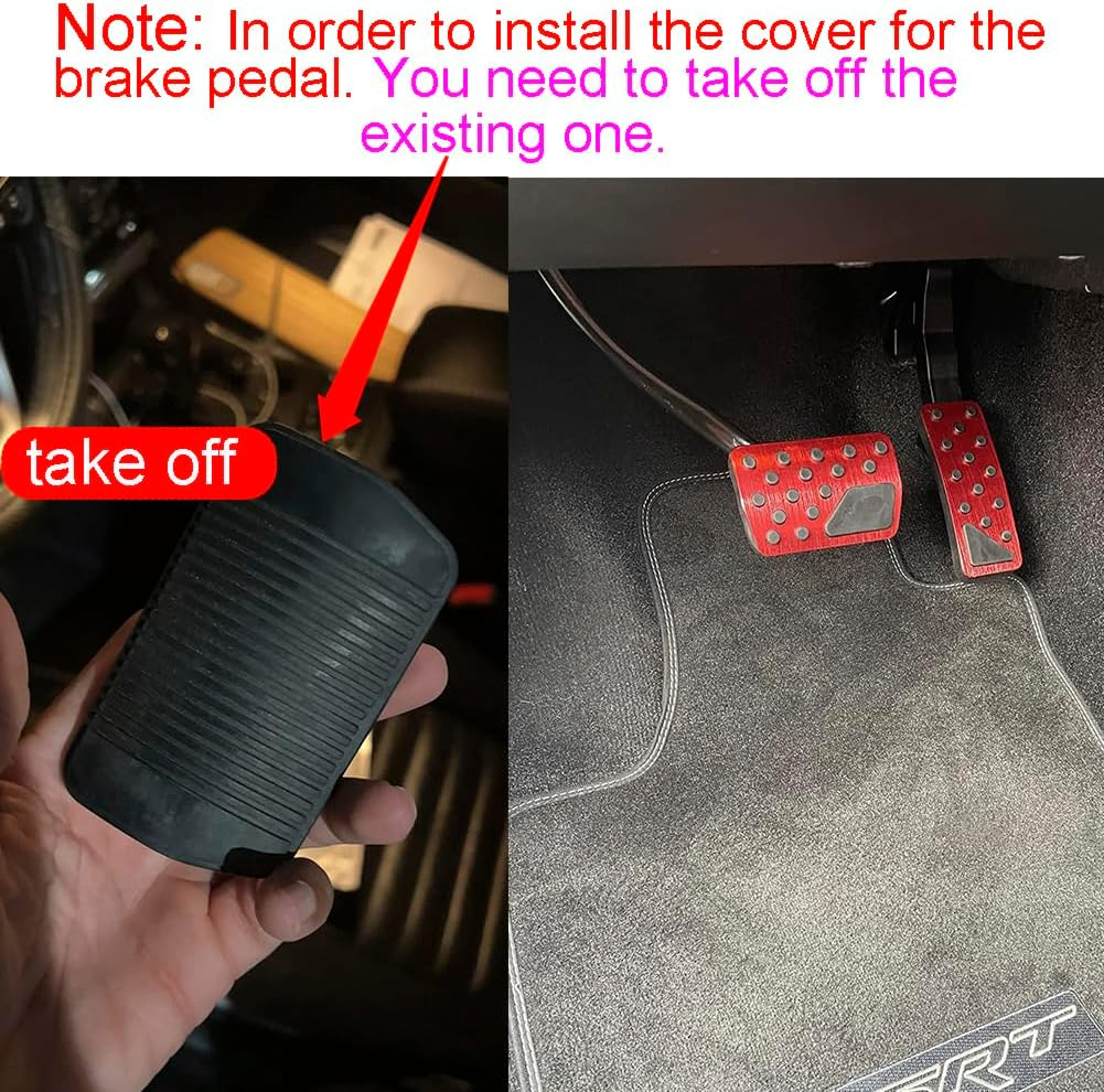 Aluminum Alloy Pedal Cover for Jeep Grand Cherokee 2011-2024 2025 Dodge Durango 2011-2024 2025 No Drilling Aluminum Brake and Accelerator Pedal Covers 2Pcs(Black) - Blue image number 6