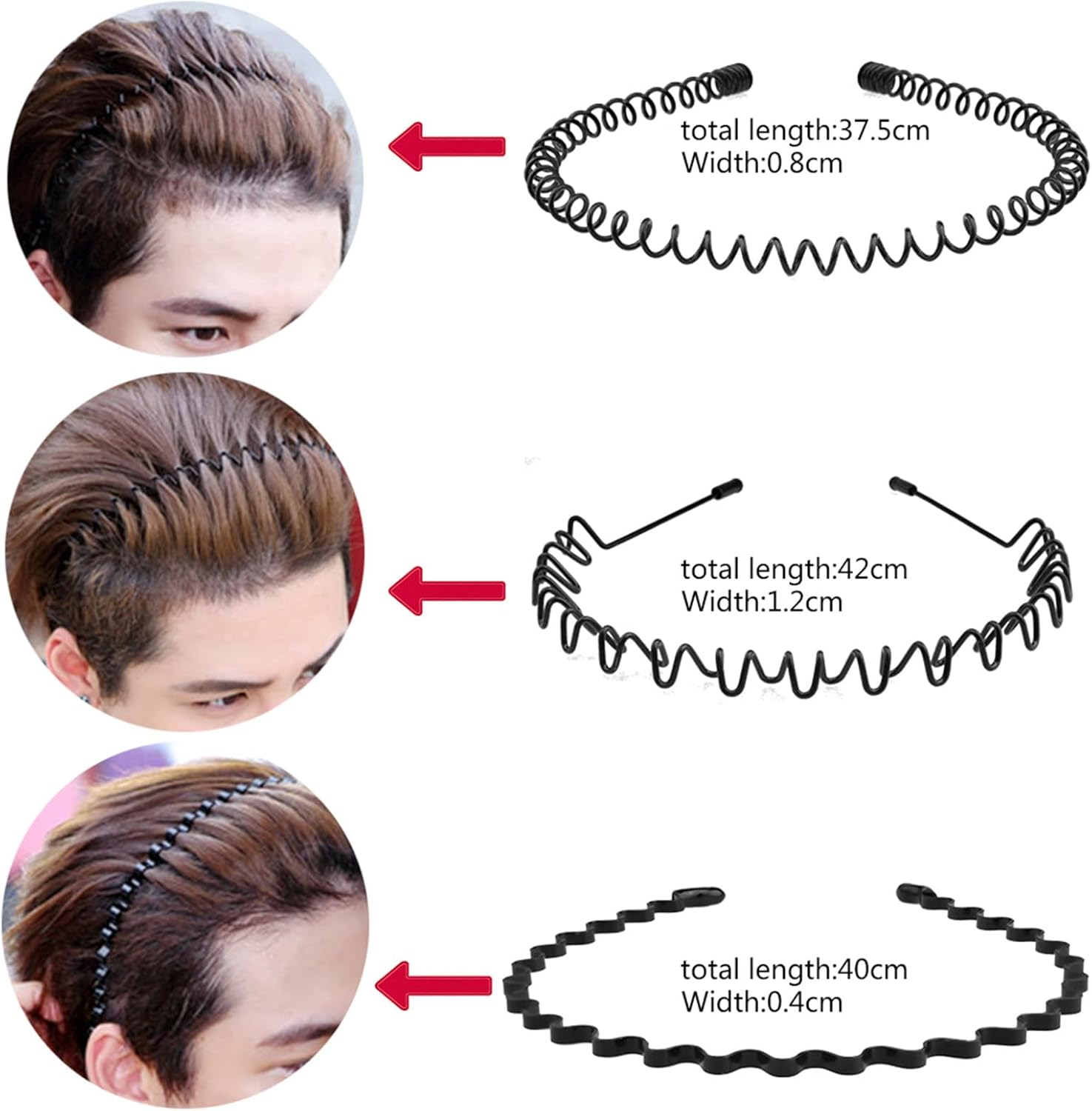 OJIOUI 10 Pieces Metal and Plastic Headband, Unisex Spring Wavy Hair Hoop, Adjustable Wavy Hair Accessories, Non-Slip Hair Hoop for Home, Outdoor, Sports and Yoga image number 6