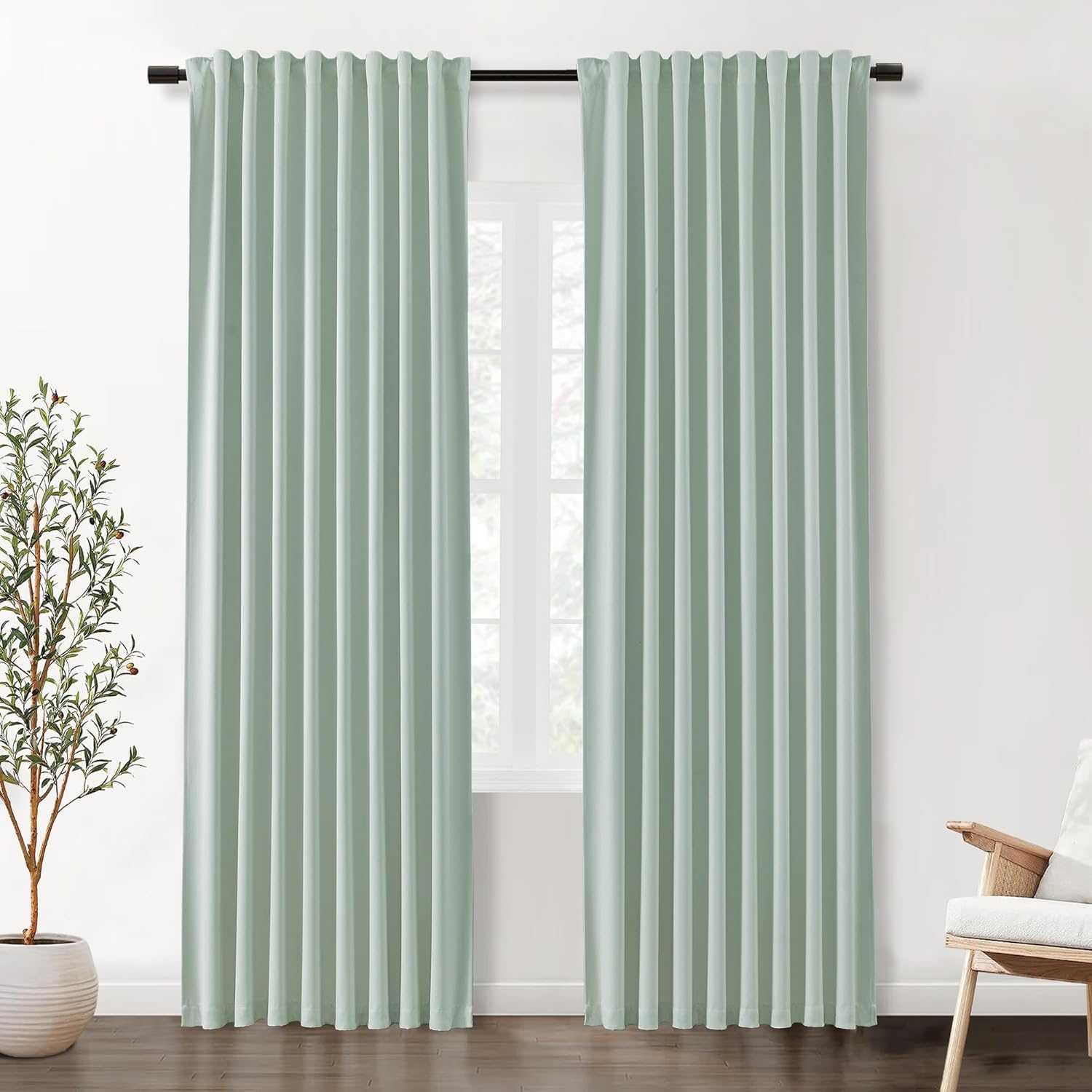 SHINELAND Gold Yellow Curtains 90 Inches Long 2 Panels Set,Blackout Back Tab Pleated Soundproof Noise Cancelling Reducing Curtain Drapes for Living Room Track System Hooks with Clips