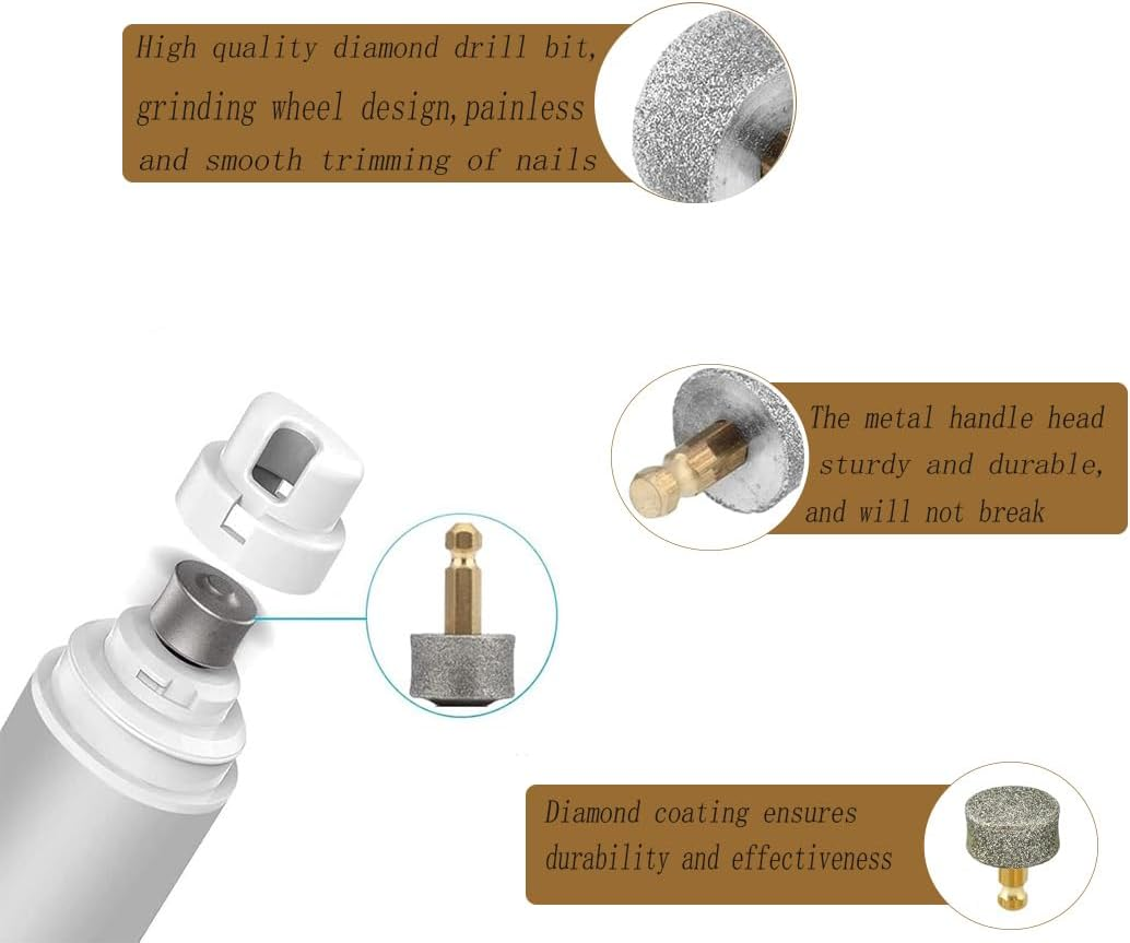 Hysgscwd 10Pcs Dog Nail Grinder Replacement Heads, Pet Nail Clippers Diamond Tips Drill Bit, Pet Nail Trimmers Spare Grinding Wheel for Pet Paw Grooming Tool, Cat Claw Nail Trimmer Grinder Rotarytip image number 6