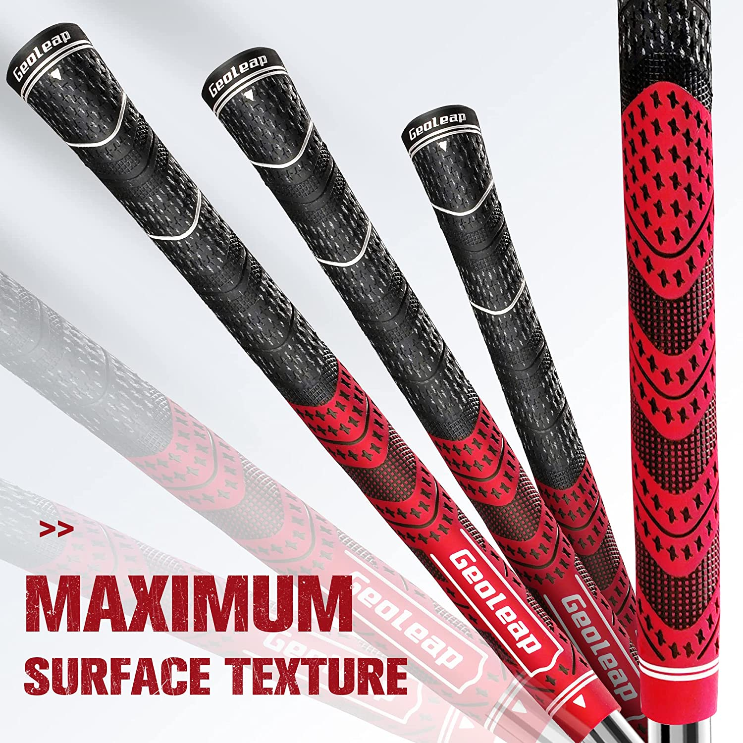 Geoleap Golf Grips Set of 13- Cord Rubber Compound Material, Hybrid Golf Club Grips, All Weather Performance. image number 2