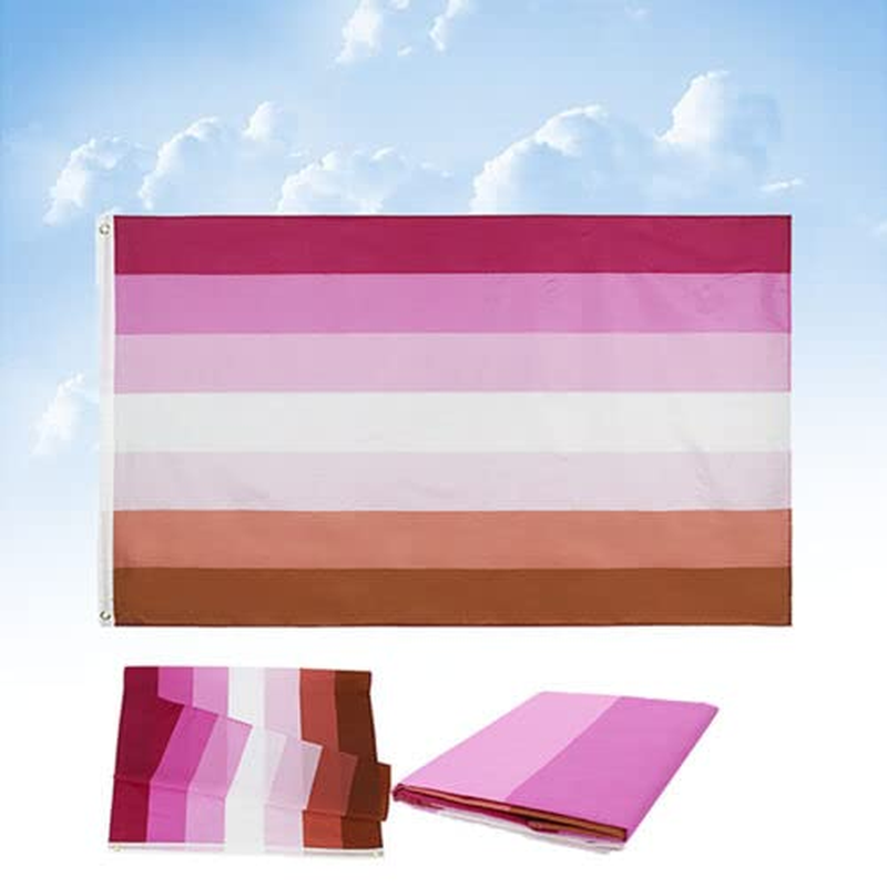 AIMALL 59" X 35" Lesbian Pride Flag, UV Resistant & Heavy Duty Rainbow LGBT Banner for Mardi Gras, Outdoor Party Decor, Weatherproof Polyester Flag with Metal Grommets image number 4