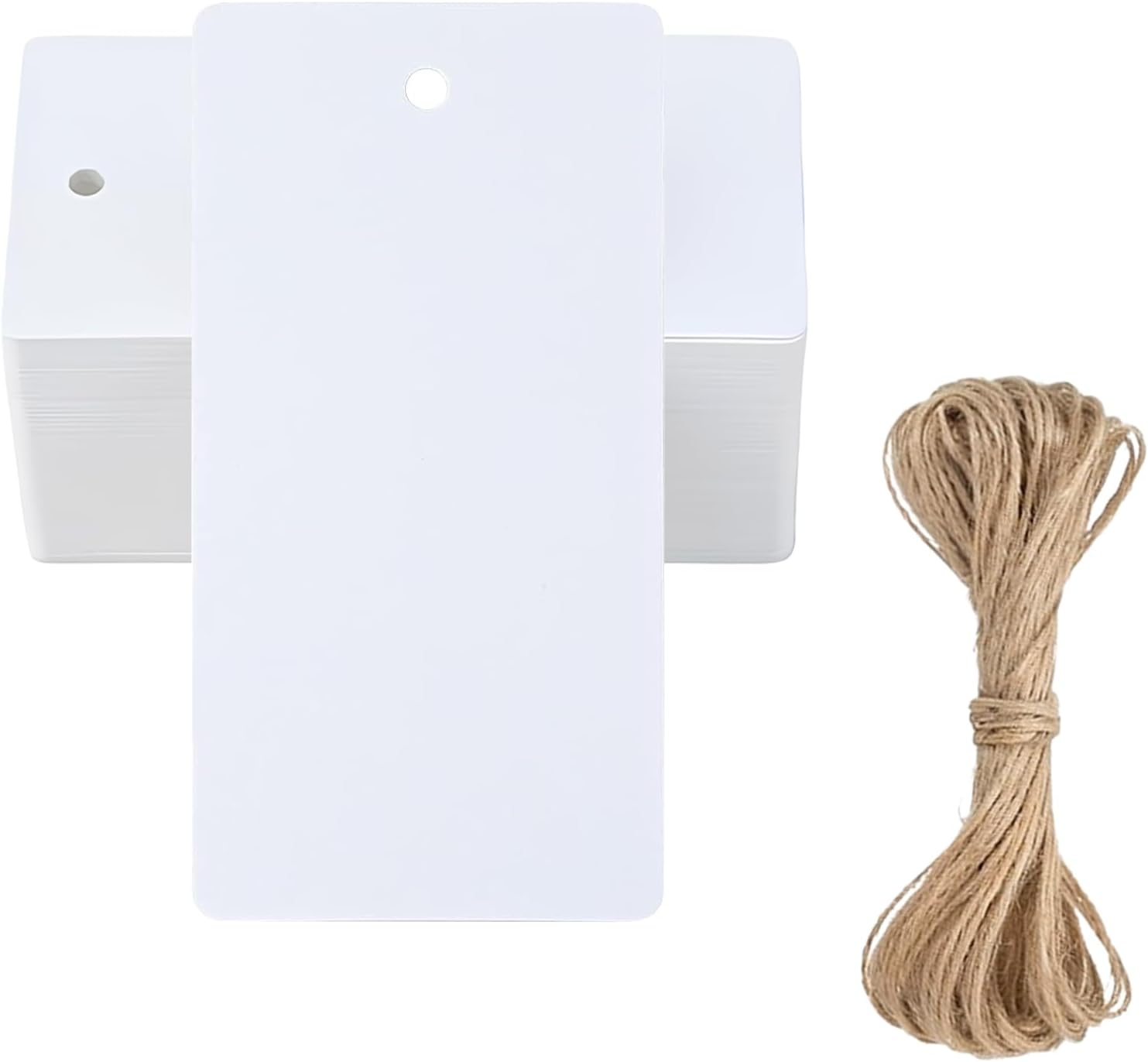 100 Pcs Kraft Paper Tags, Large Gift Tags, Blank Paper Tags with String, Large Gift Labels for Wedding Favors, Craft Paper for Presents, Kraft Paper Paper with Free Natural Jute (White) image number 4