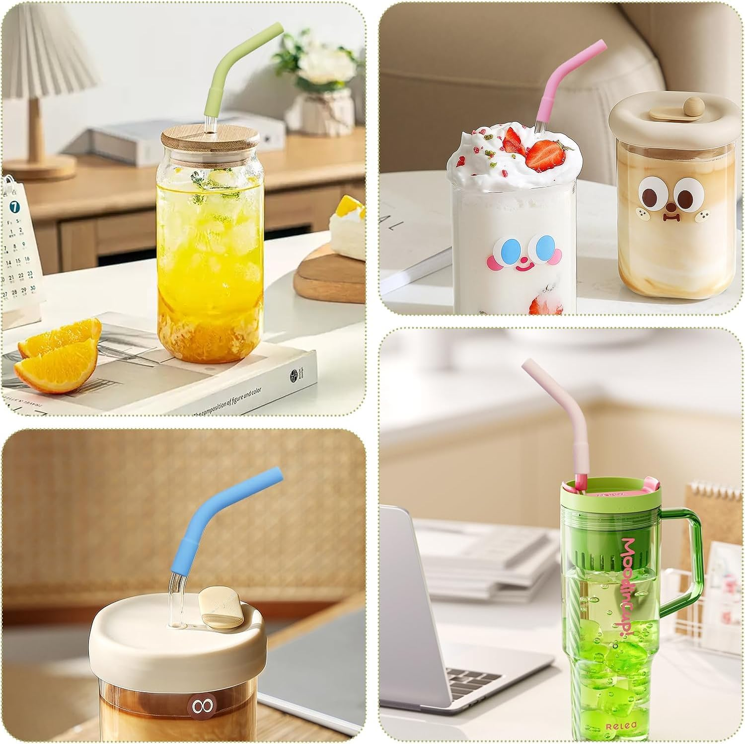 WADY 5PCS Silicone Straw Tips, Straw Toppers, Rubber Straw Tips Colorful Silicone Extender Tip/Silicone Tips for Metal Straws, 8 Mm Silicone Straw Covers for Cup Tumbler Fit, Stanley 40 Oz Tumbler image number 6