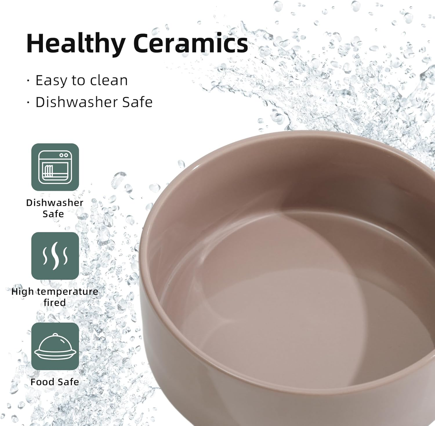 Havniva Ceramic 8.2Inch Raised Dog Bowl with Stand for Large - Breed Dogs, Pet Food and Water Feeder(Single Bowl with Stand - Brown Coffee) image number 4