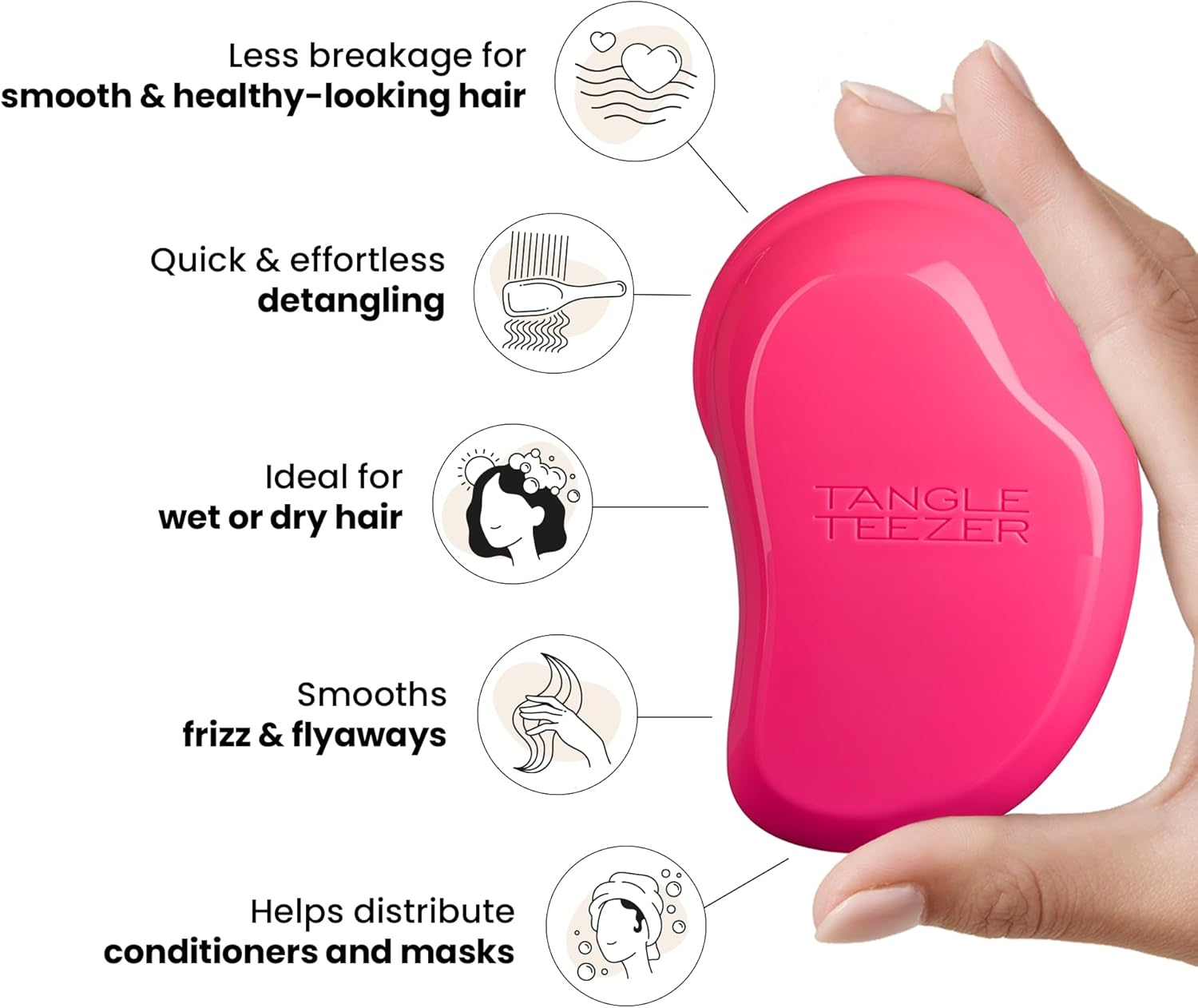 Tangle Teezer Original Detangler Brush, Dry & Wet Hairbrush for All Hair Types, Pink Fizz
