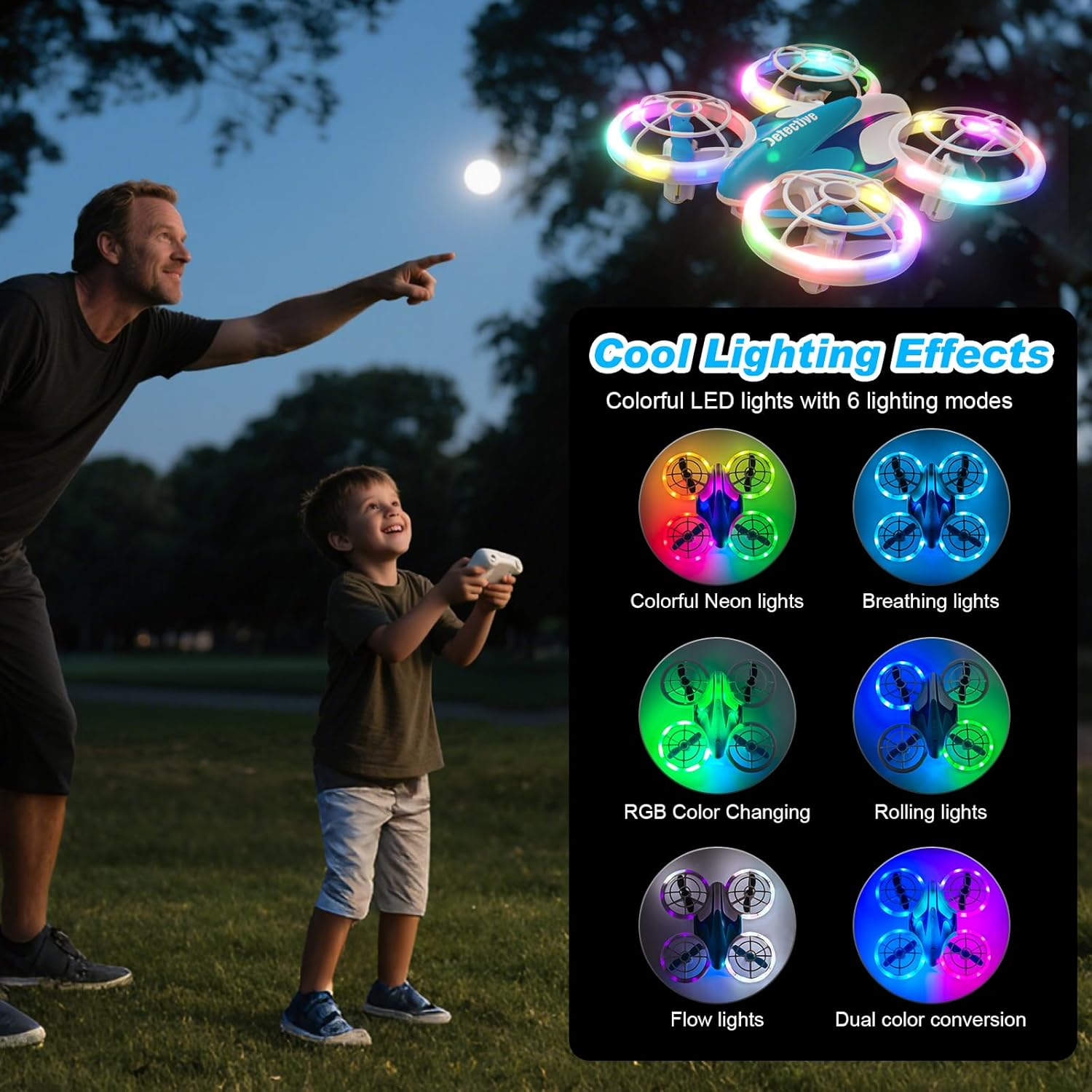 Bluefire Mini Drone for Kids Ages 6+, Remote Control Drone Toys with 3 Rechargable Batteries, Throw to Go, High Speeds Rotation, Self Spin & 3D Flip, RC Quadcopter RC Helicopter Plane for Boys/Girls image number 2