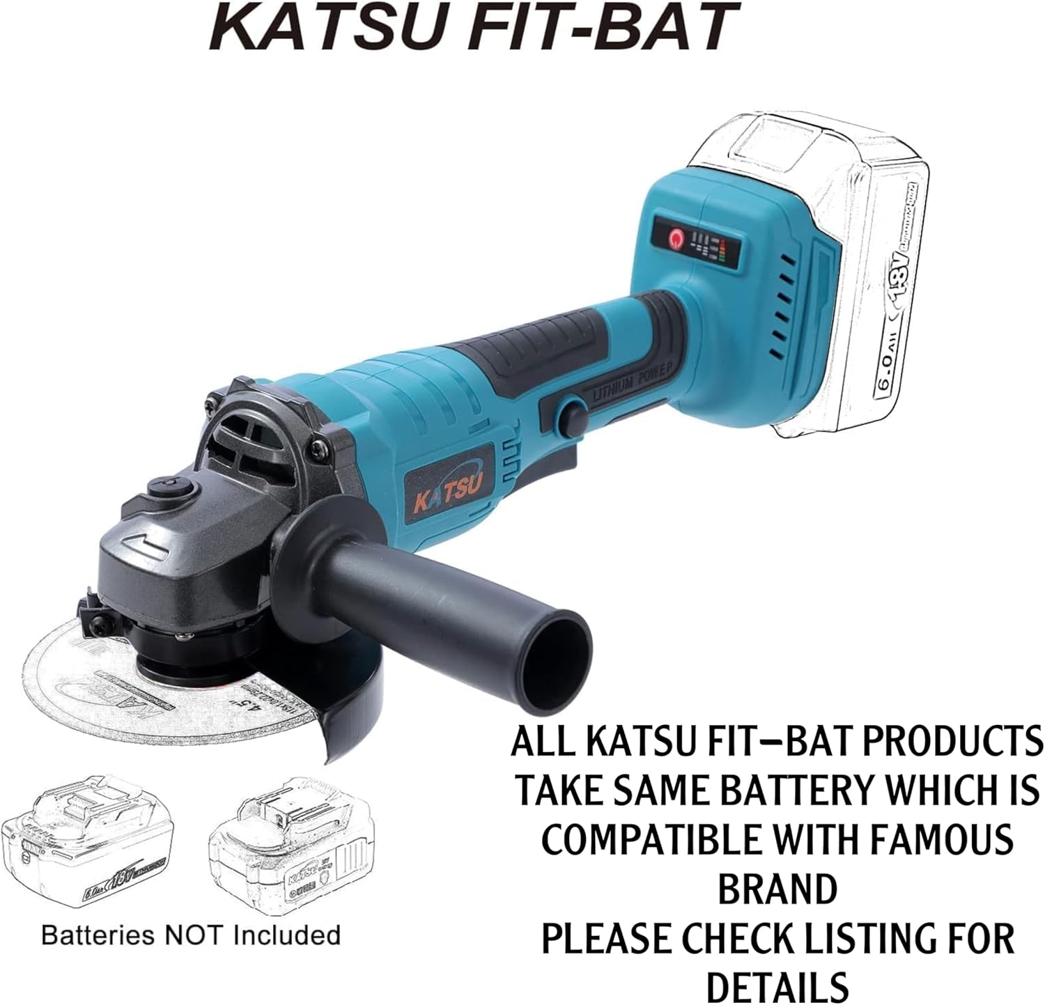 KATSU FIT-BAT 21V Brushless Cordless Angle Grinder 115Mm, 3 Speeds, for Grinding Cutting Polishing, No Battery and Charger (Budget) 102606 image number 3