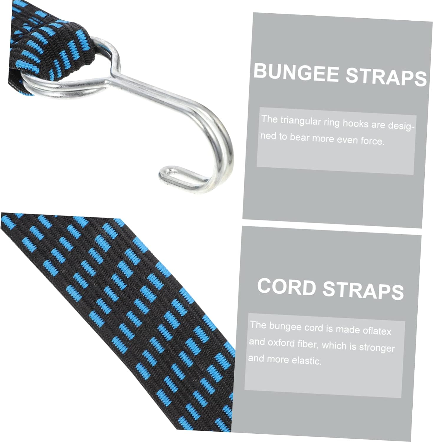 OATIPHO Adjustable Bungee Cord Hooks 2Pcs Bike Luggage Bungee Straps Elastic Bungee Cords for Trunk Strap Easy to Use Caravan Tie down Ropes