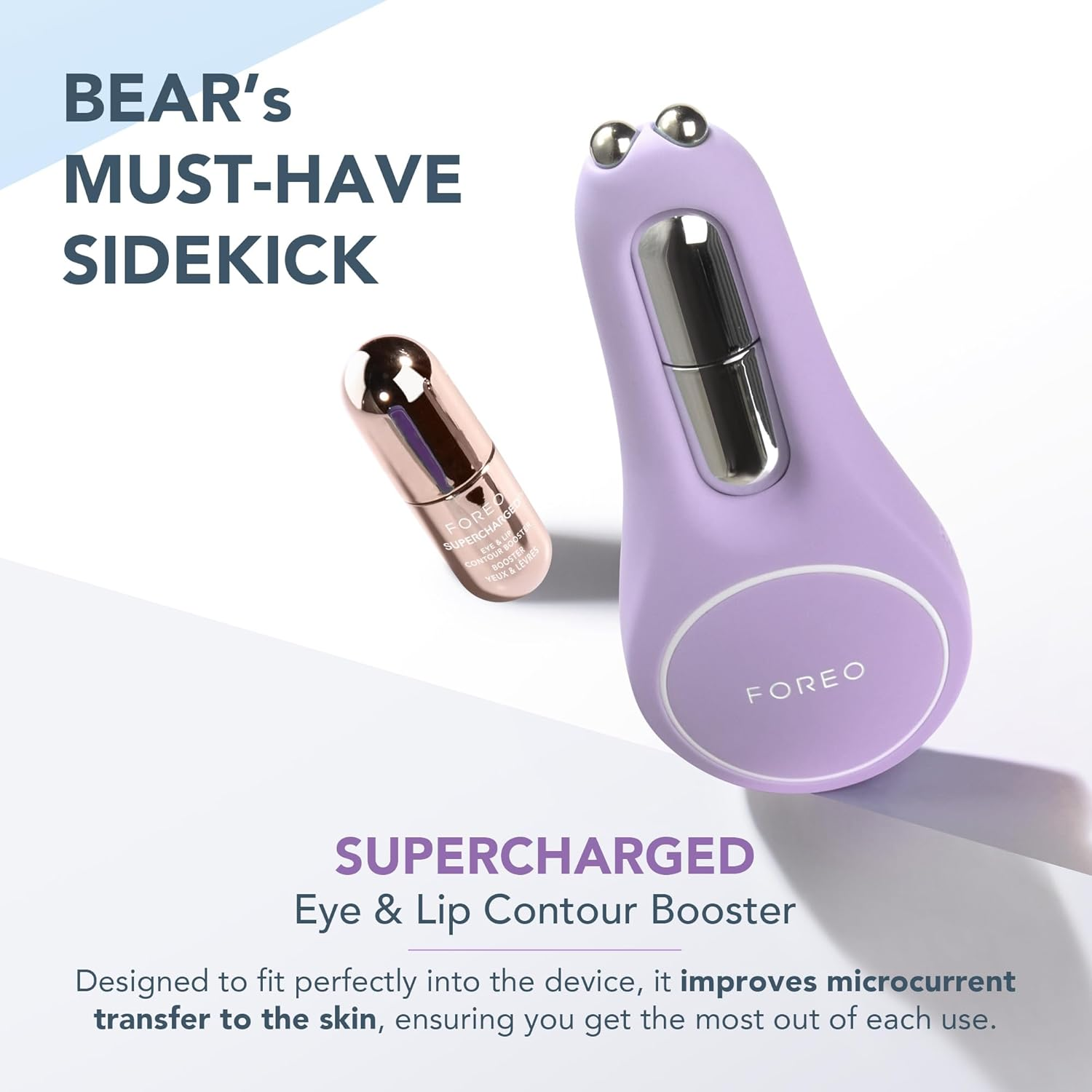 FOREO a Wink 'N' a Smile Bundle - BEAR 2 Eyes & Lips Microcurrent Smoothing Device + FOREO SUPERCHARGED Eye & Lip Contour Booster Serum 3X3.5Ml - Dark Circles under Eye Treatment and Lip Plumper Device image number 1
